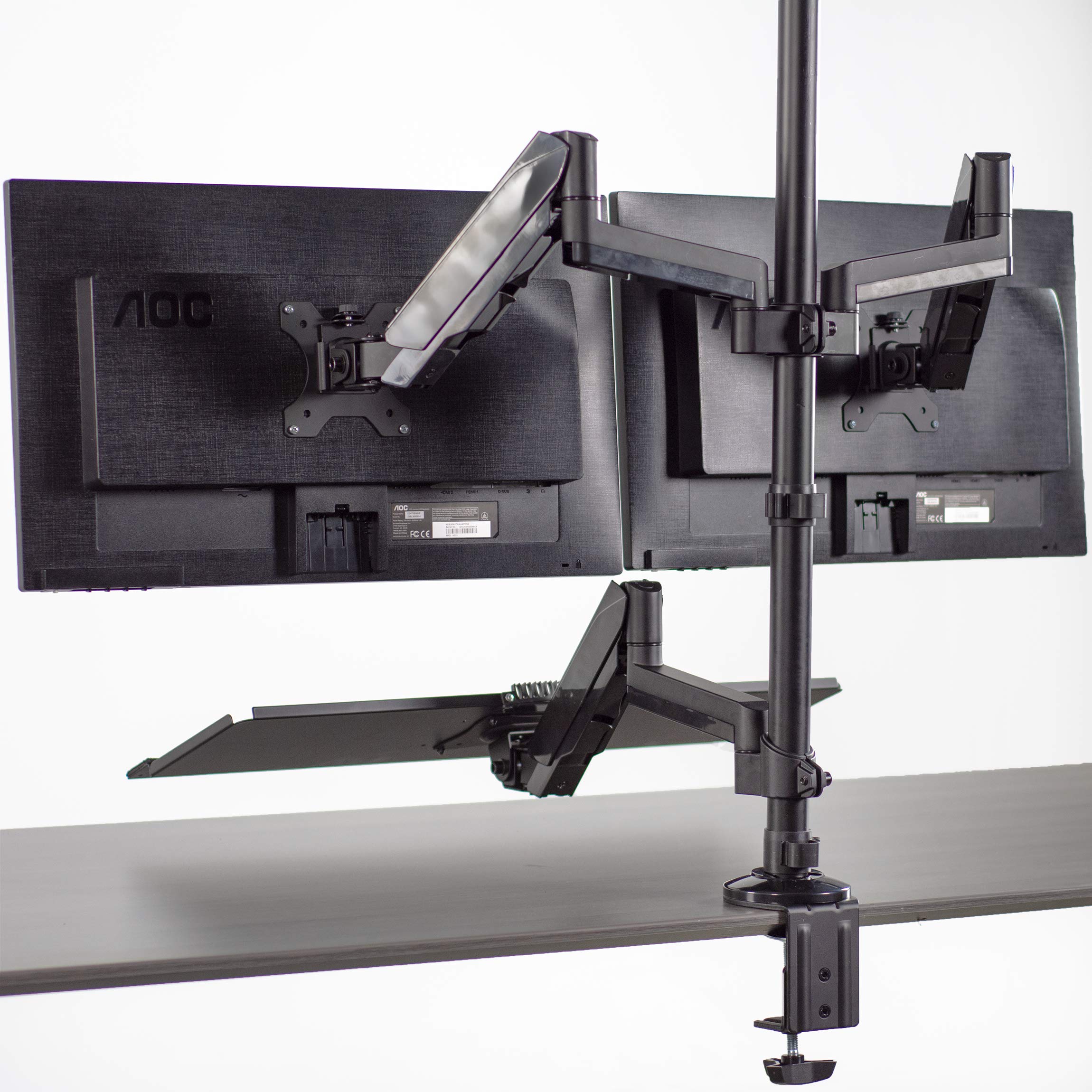 VIVO Black Dual Monitor Stand - Adjustable Height Sit to Stand Workstation with Pneumatic Spring, Holds 2 Screens up to 32 inches - Perfect for Home Office, Gaming Setup & Ergonomic Workspace