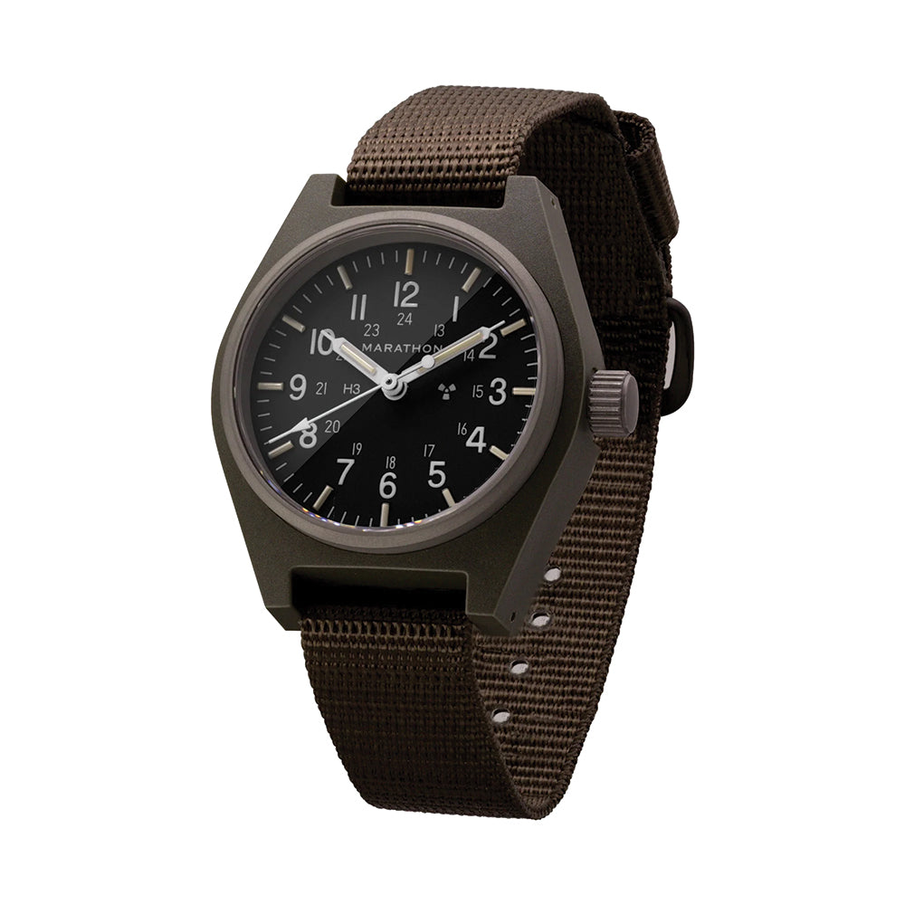 Type II Field Mechanical General Purpose Watch - 34mm Black Dial with Nylon Strap | Durable Outdoor & Military Style Timepiece for Hiking, Camping & Everyday Wear