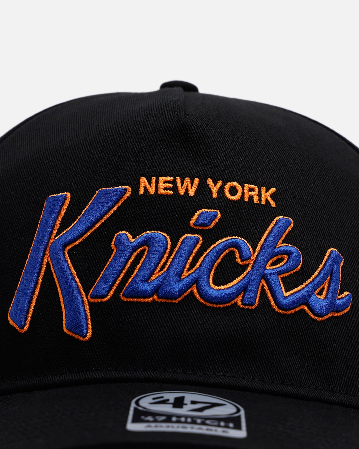 New York Knicks 'Black Dome Script' 47 Hitch Snapback Hat - Official NBA Snapback Cap for Men & Women - Perfect for Basketball Games, Streetwear Fashion & Sports Fans