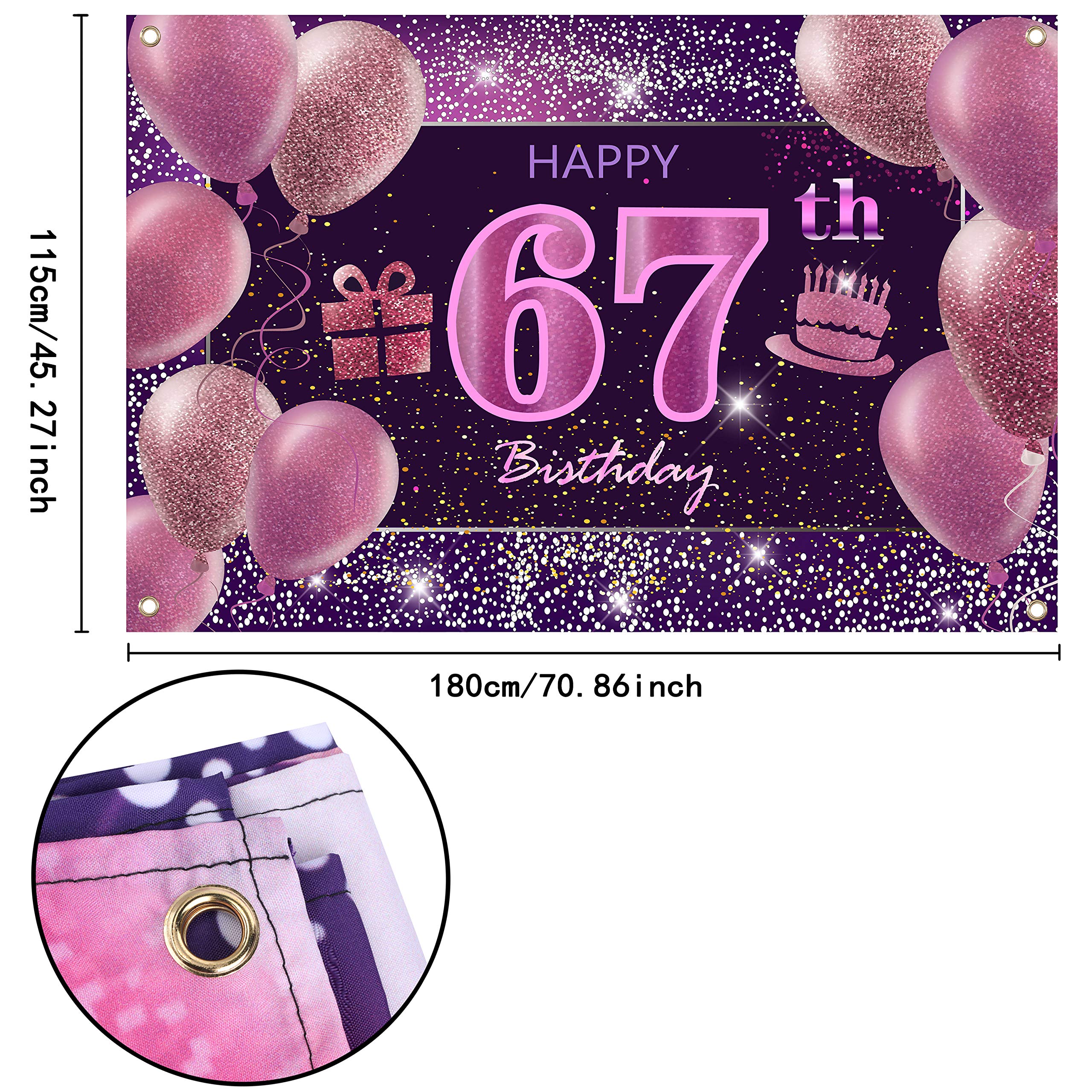IMISI 67th Birthday Decorations for Women - Pink Happy Birthday Banner & Party Backdrop | Perfect for Birthday Celebrations, Milestone Parties & Photo Booths