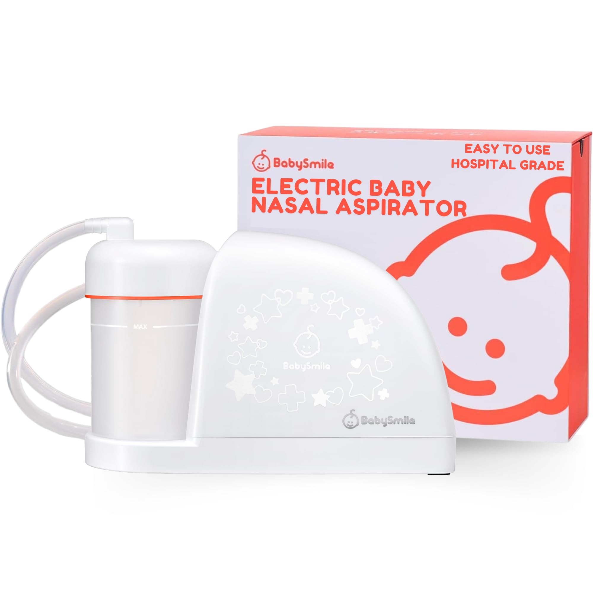 BabySmile Electric Nasal Aspirator - Hospital-Grade Nose Suction for Newborns & Toddlers | Safe & Gentle Snot Sucker for Boogers & Mucus Relief | Perfect for Congestion, Colds & Allergies (Large Size)