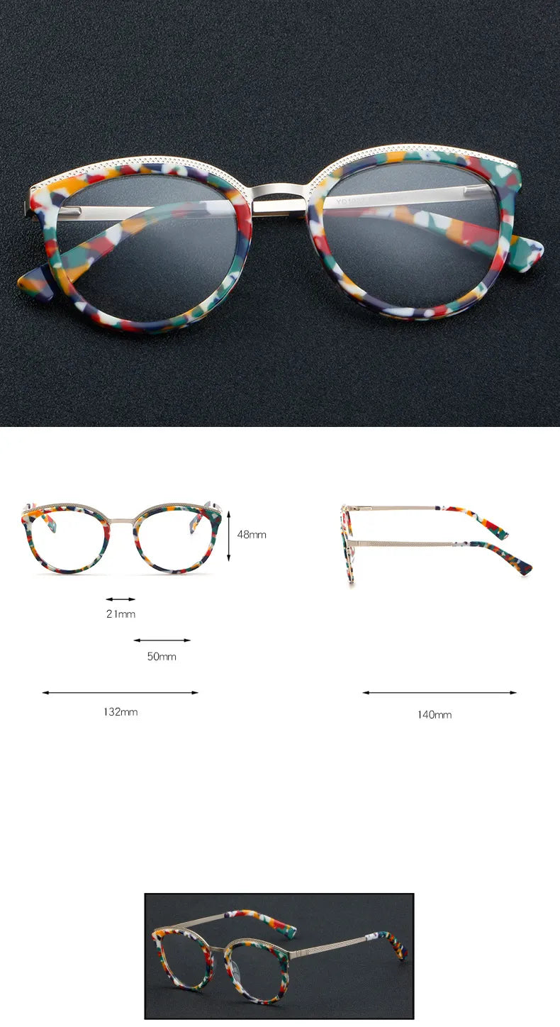 CCspace Unisex Full Rim Large Cat Eye Acetate Eyeglasses 56913 - Stylish Retro Frame for Men & Women - Perfect for Reading, Fashion, and Everyday Wear