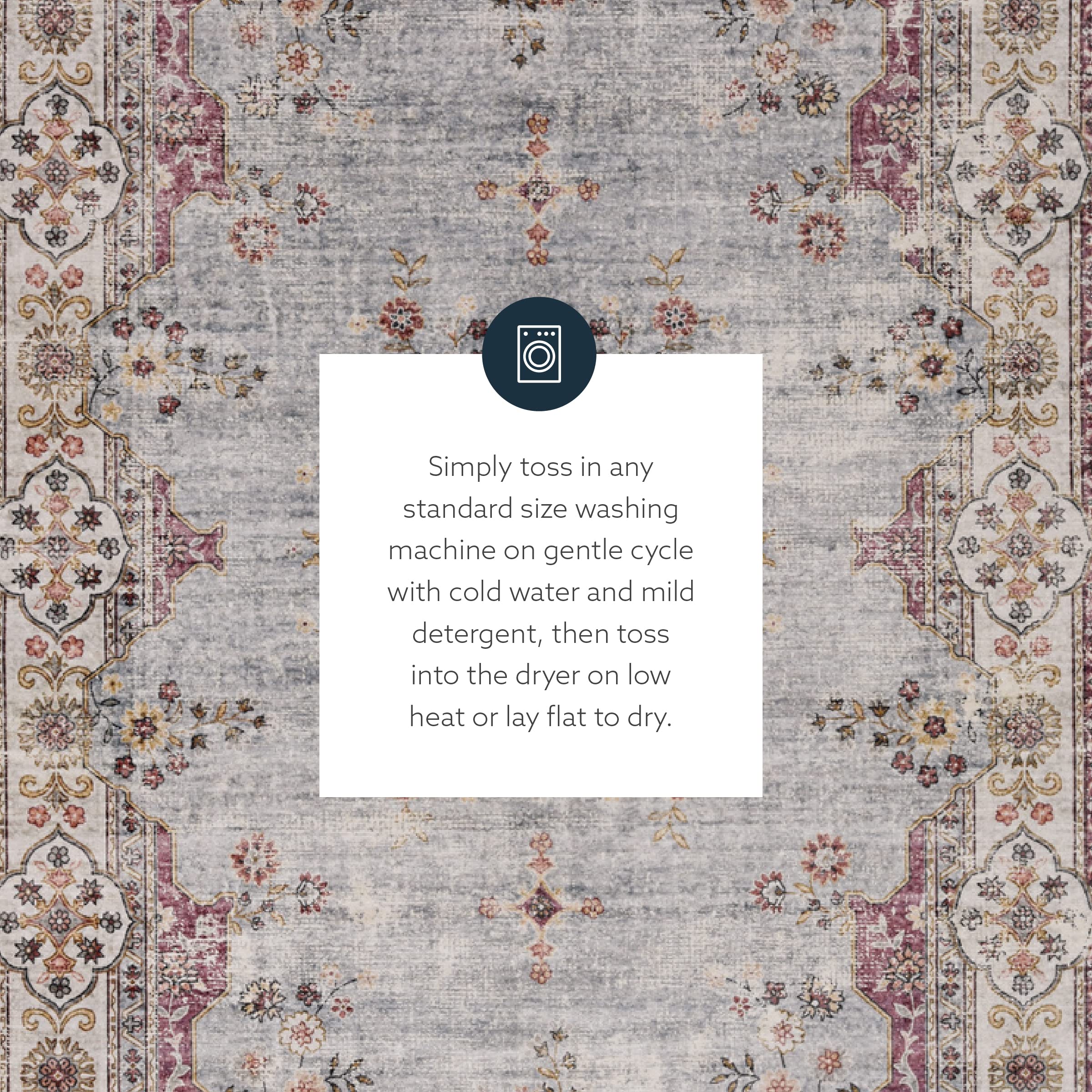 Linon The Anywhere Washable Rug - Barton Pale Blue/Ivory 2' X 8' Runner Rug - Machine Washable Non-Slip Carpet for Hallway, Kitchen, Entryway, Bedroom & Dorm Decor
