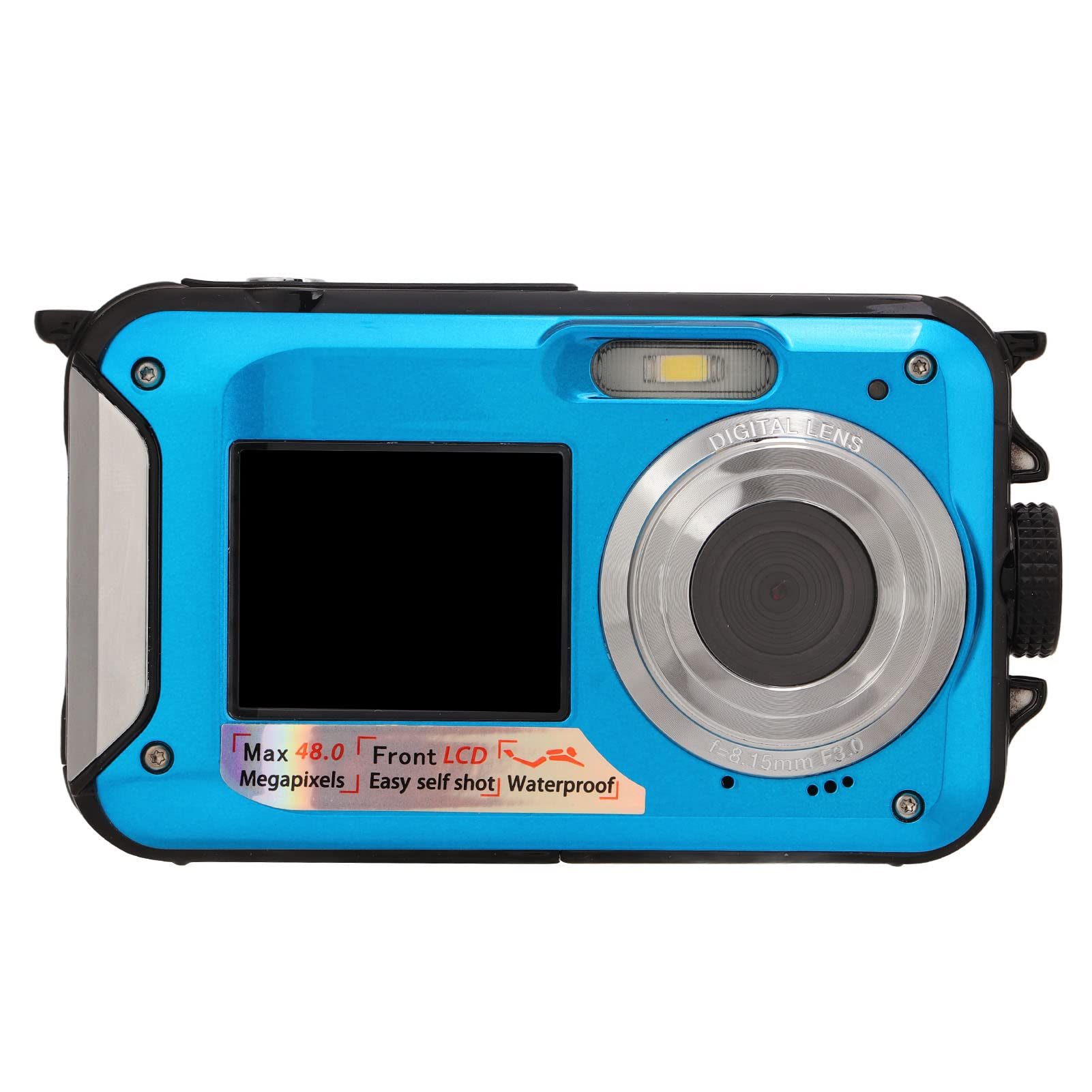 2.7K Underwater Camera with 48MP Image & Dual Screens - 10ft Waterproof Digital Camera for Snorkeling, Diving, Swimming - Supports Recording While Charging (Blue) - Perfect for Beach Vacations, Marine Exploration & Family Water Adventures