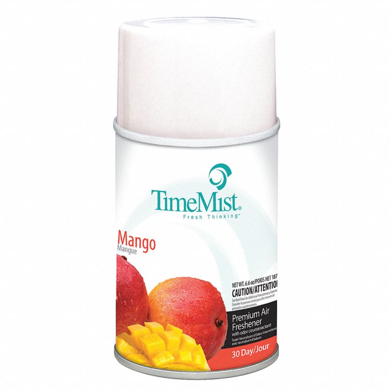 TimeMist Mango Air Freshener Aerosol Spray - 6.6 oz Refillable (12 Pack) | 30-Day Continuous Fragrance for Home, Car & Office | Long-Lasting Tropical Scent