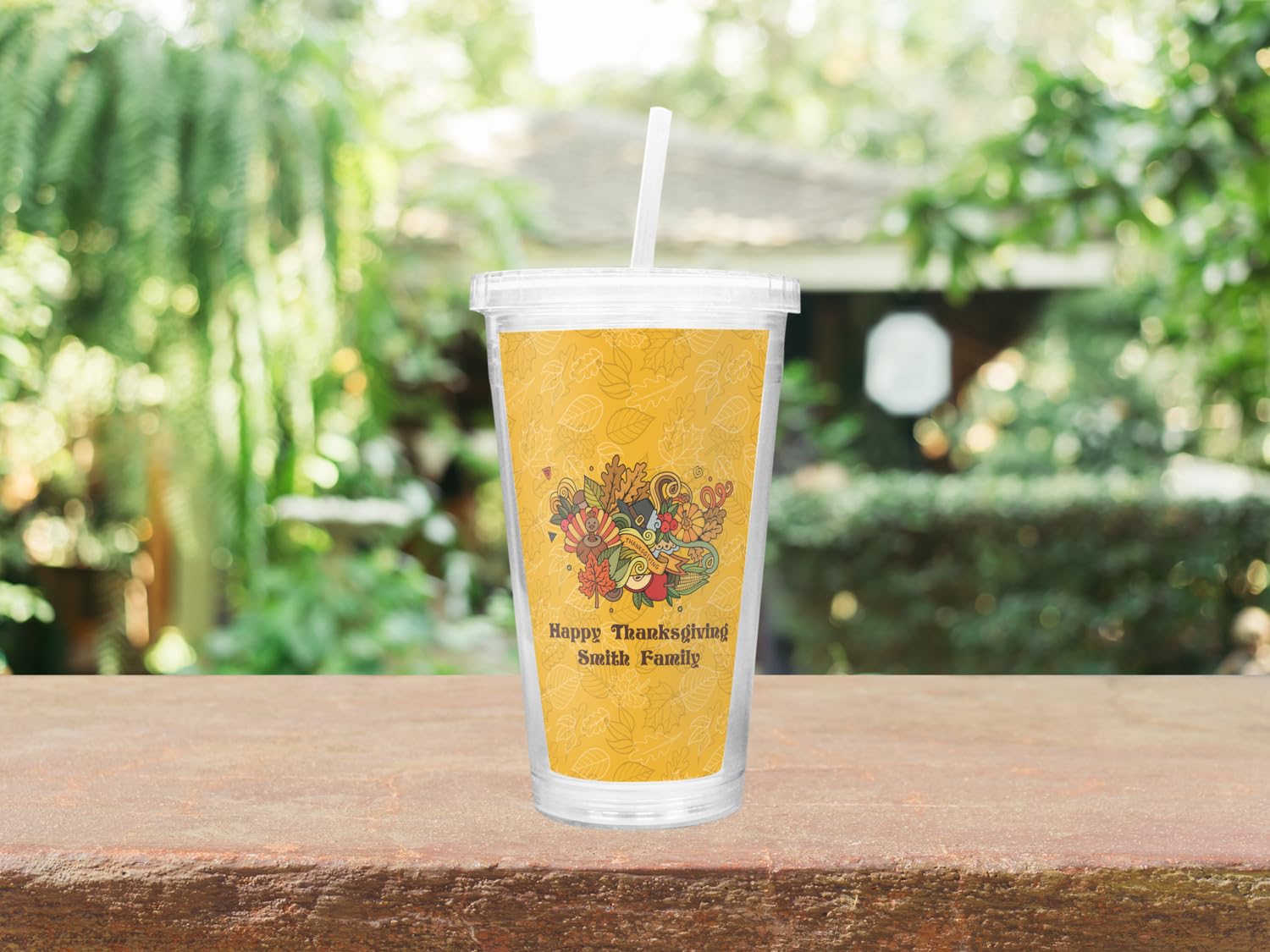 Custom Happy Thanksgiving Double Wall Insulated Tumbler with Straw & Lid - Perfect for Holiday Gifts, Office Parties & Family Gatherings