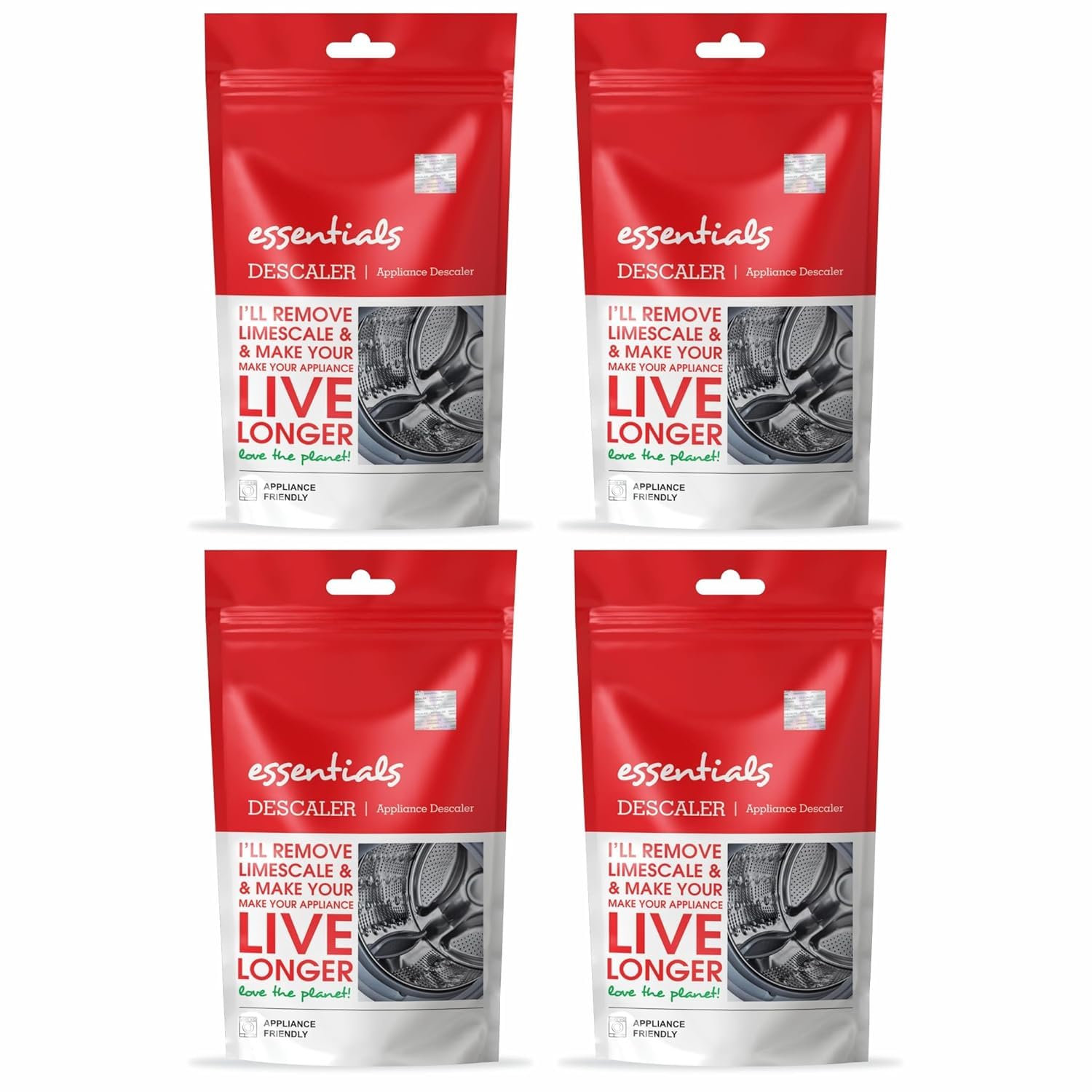 Brocade Washing Machine Cleaner & Descaler - Front Load & Top Load Washer Cleaning Powder (4 x 100g Pack) - Removes Odor, Mold & Residue - Ideal for HE, Standard & Compact Washing Machines - Fresh Aqua Scent