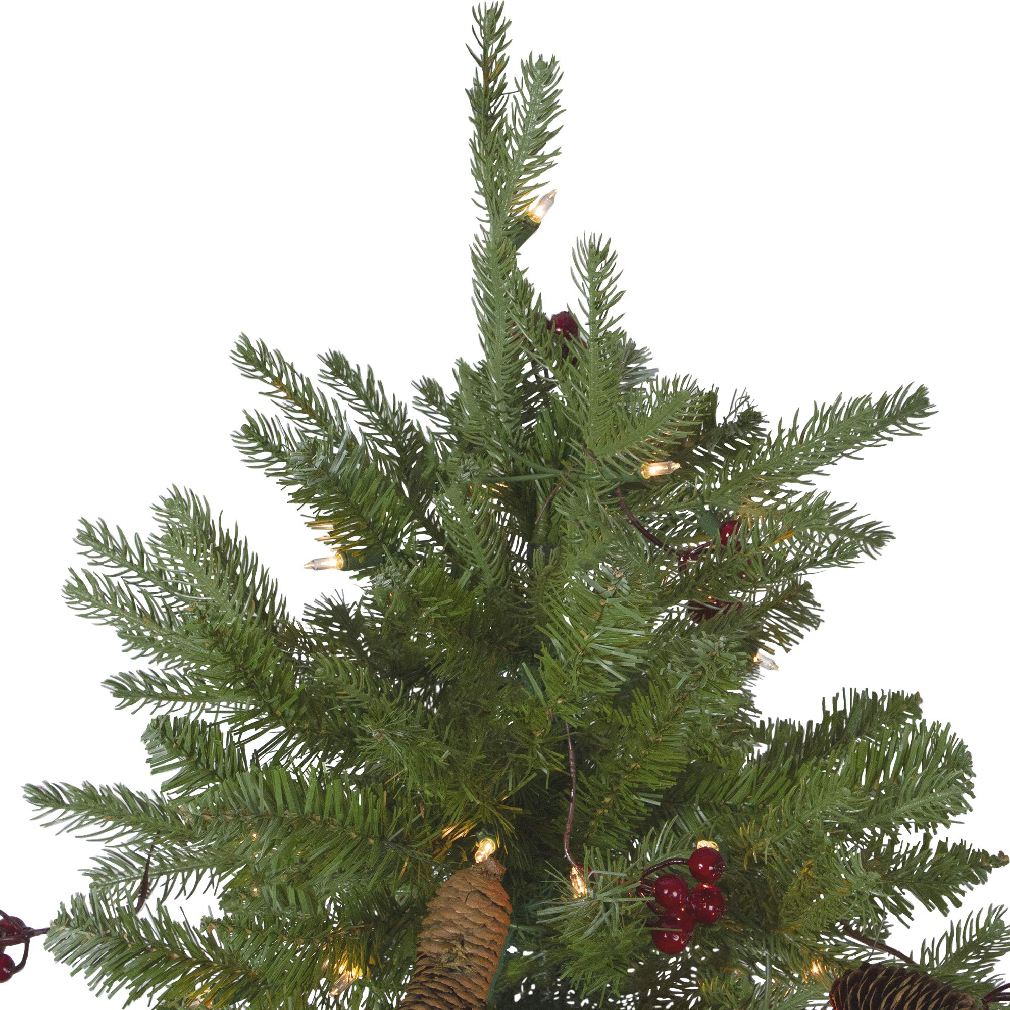 6.5ft Pre-Lit Artificial Christmas Tree with Mixed Winter Berries and Clear Lights - Perfect for Living Room, Office, and Holiday Decorations