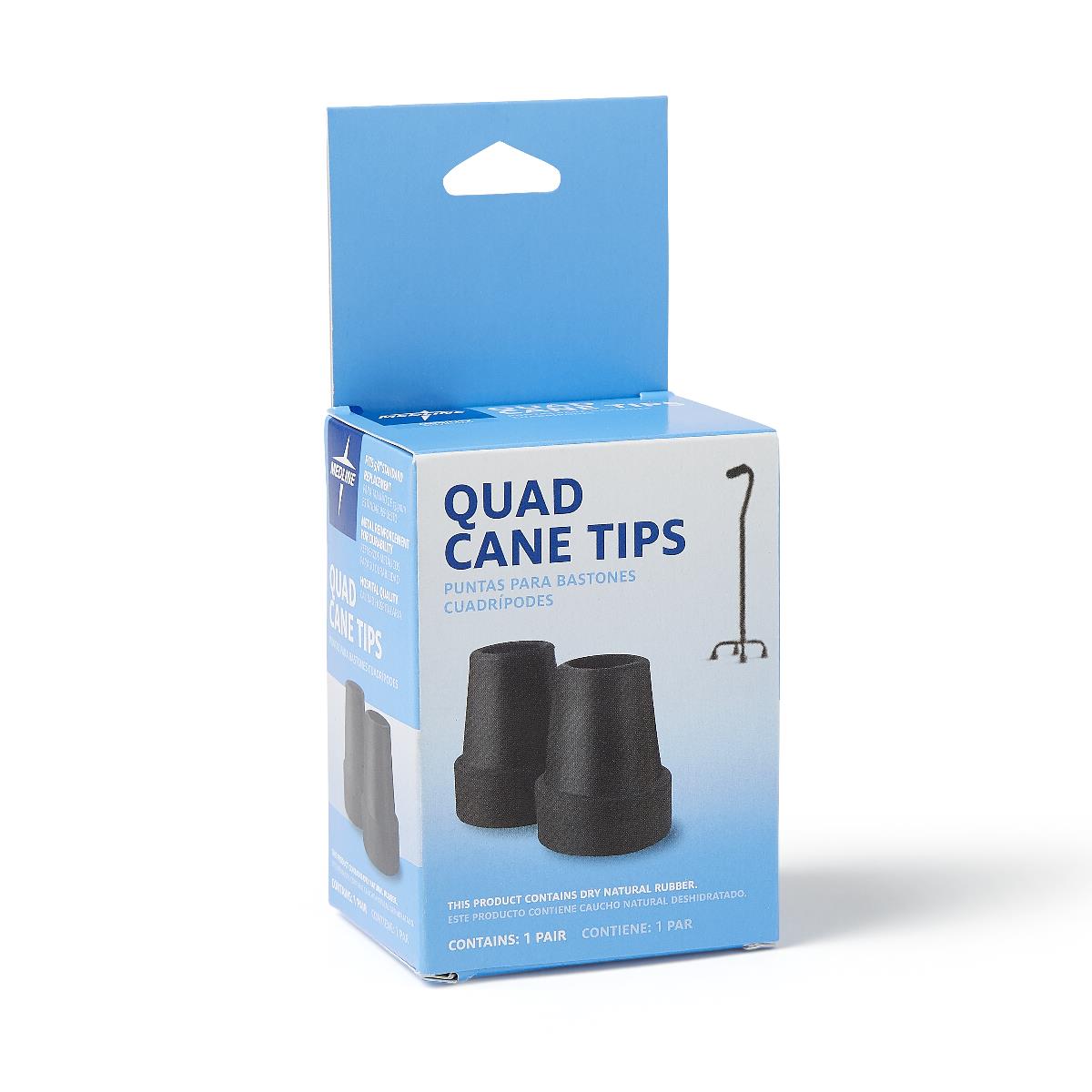 Quad Cane Tips 1/2 Inch - Non-Slip Rubber Replacement Tips for Walking Canes - Ideal for Indoor & Outdoor Use on Hardwood, Tile, and Concrete Surfaces