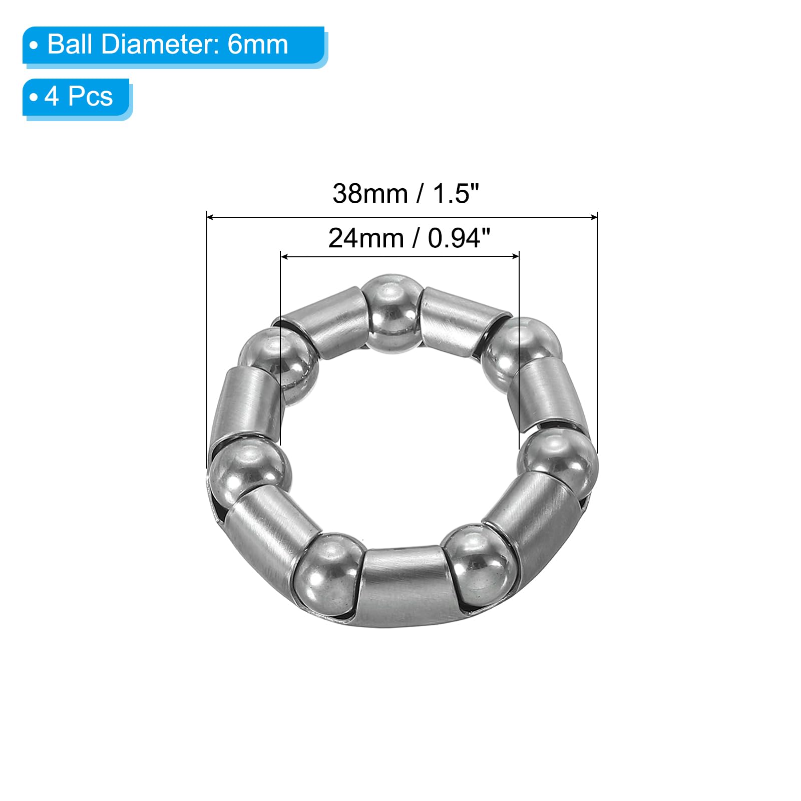 PATIKIL Stainless Steel Bike Ball Crank Bearing Set - Front & Rear Bicycle Bearings Replacement Parts for Bike Repair | Perfect for Mountain, Road & Commuter Bikes