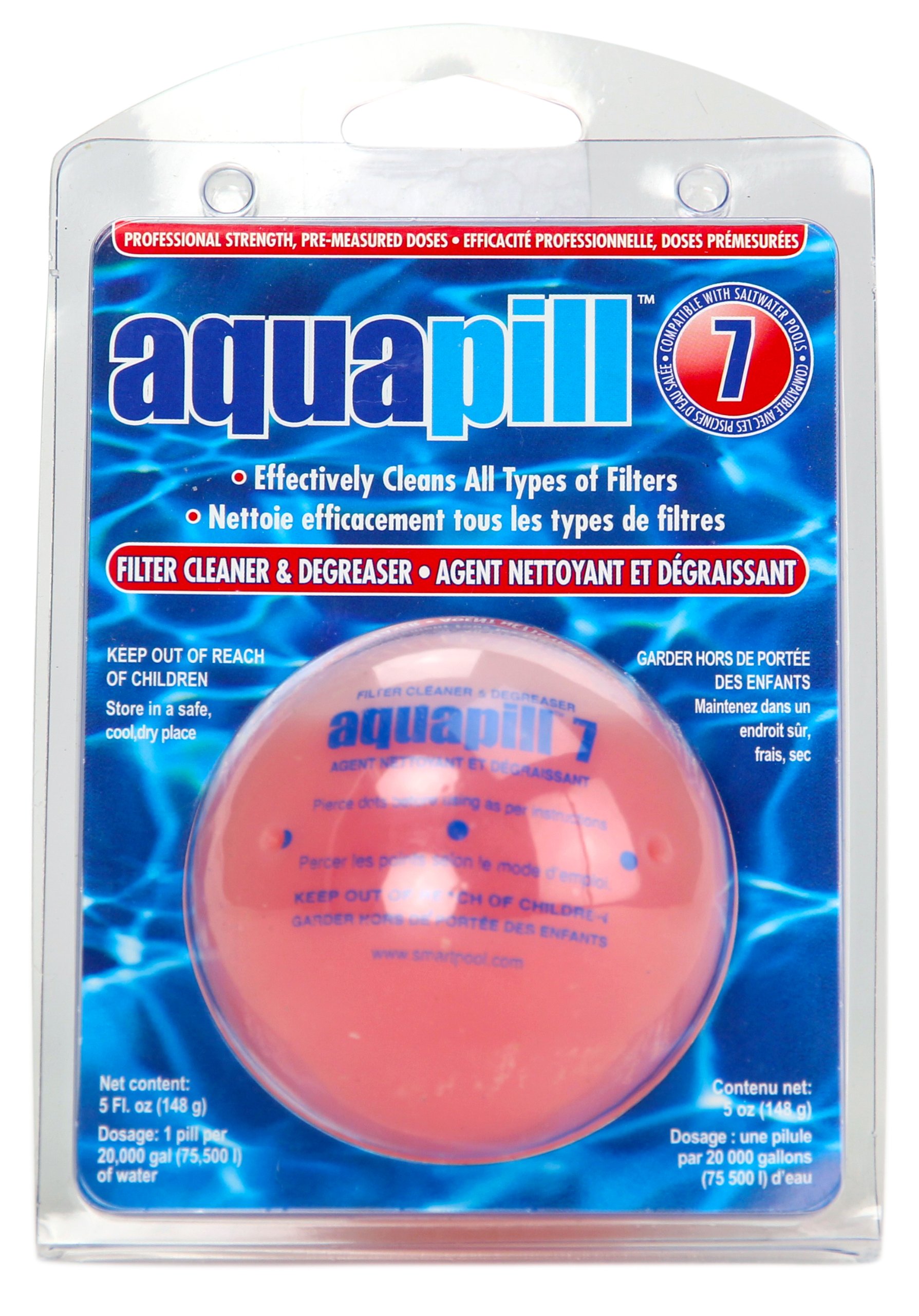 Aquapill 7 Filter Cleaner and Degreaser - Powerful Cleaning Solution for Pools, Spas, and Hot Tubs - Removes Oil, Grease, and Debris for Crystal Clear Water