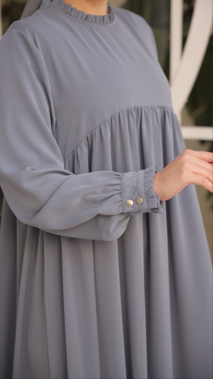 Elegant Gathered Sleeve Long Maxi Abaya Dress for Women - Modest Islamic Clothing for Prayer, Special Occasions & Everyday Wear