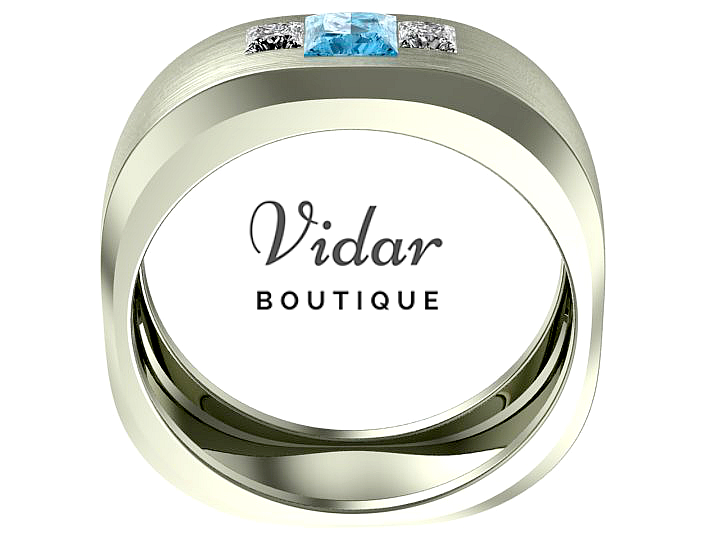 Unique Men's Aquamarine Wedding Band Ring - Elegant Blue Gemstone for Engagement, Anniversary & Special Occasions