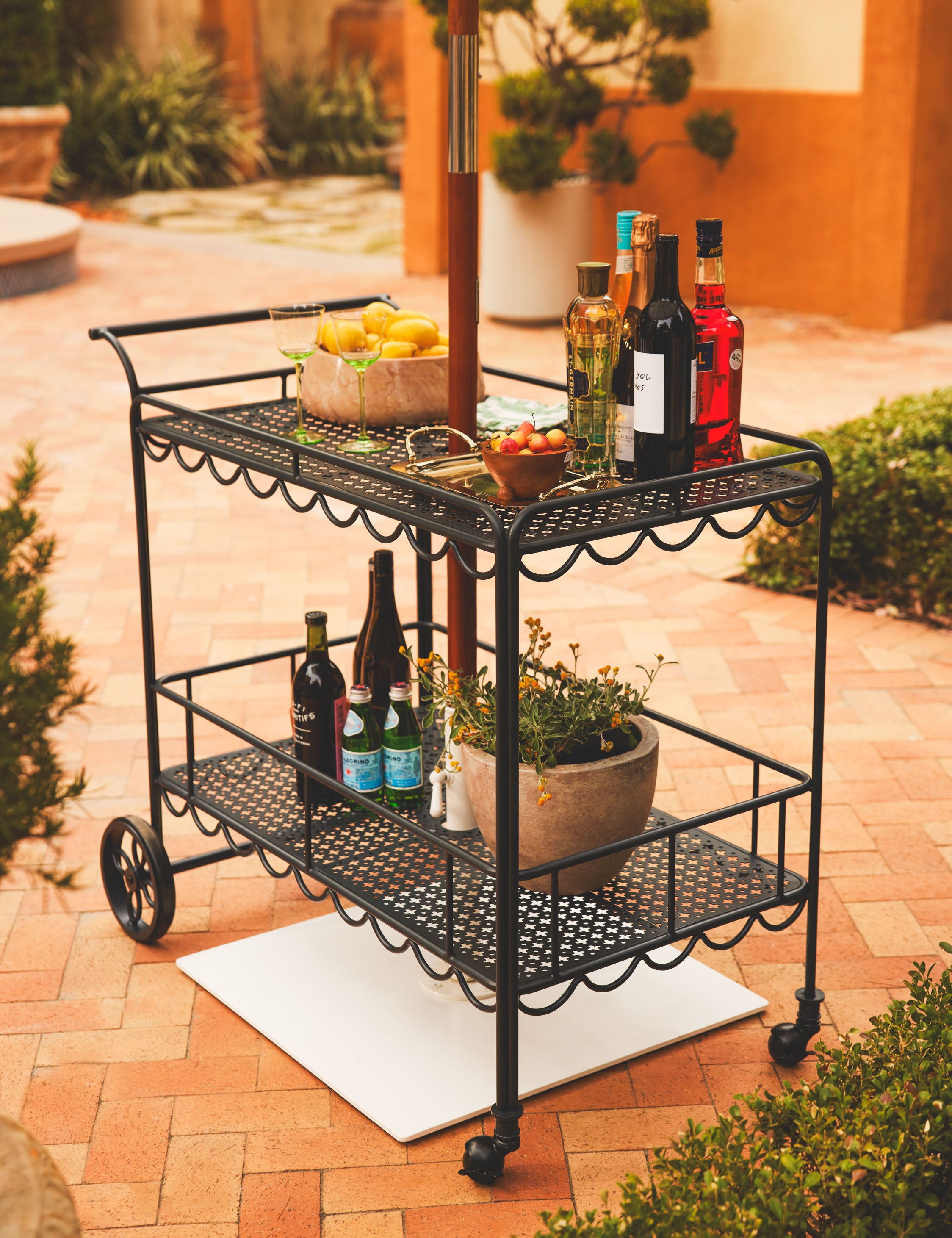 Al Fresco Bar Cart by Business & Pleasure Co. - Outdoor Rolling Drink Cart with Wheels for Patio, Garden & Poolside Entertaining
