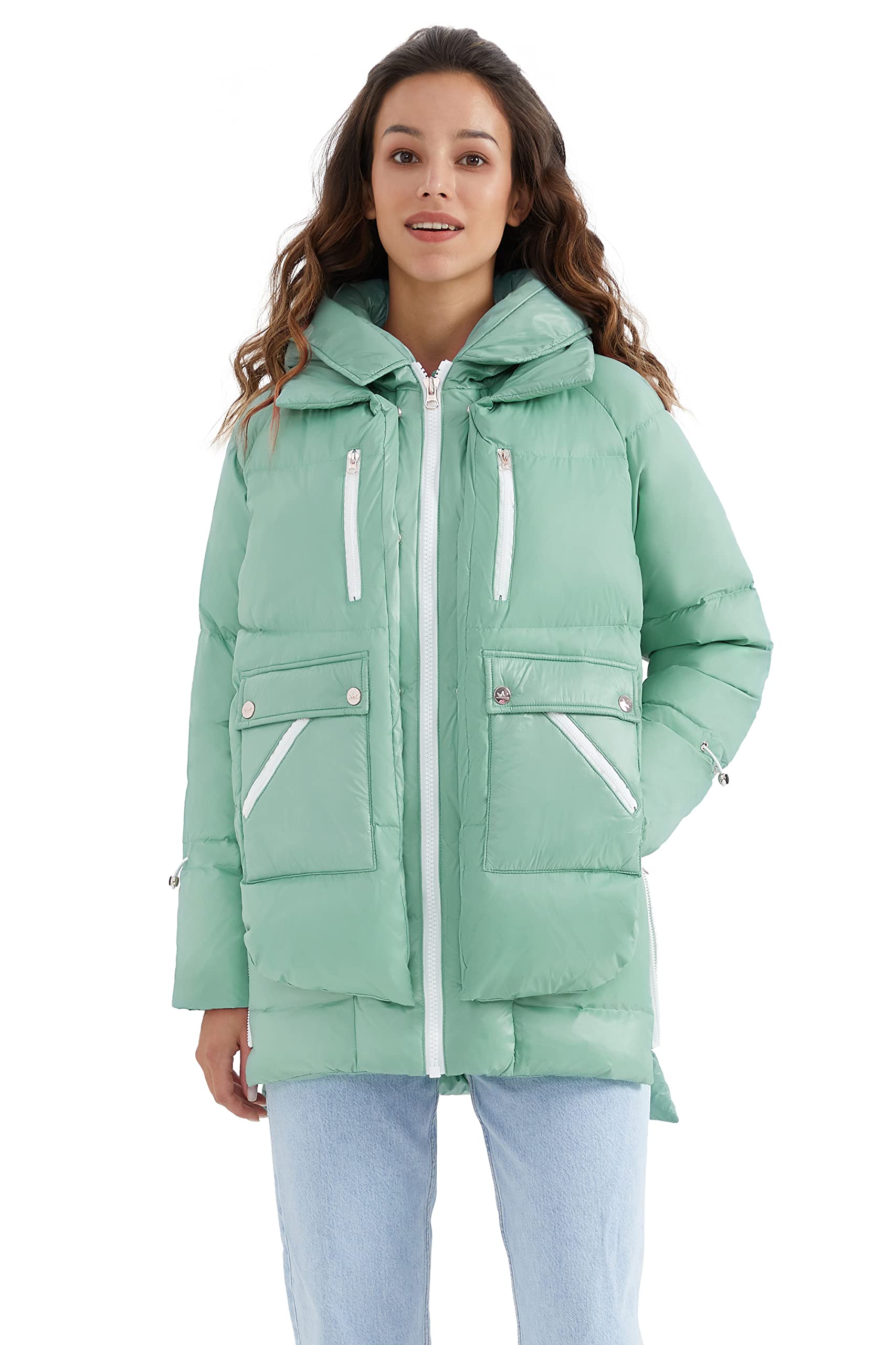 Orolay Women's Short Puffer Down Coat - Stand Collar Winter Jacket with Full-Zip - Warm Lightweight Quilted Jacket for Cold Weather, Outdoor Activities & Daily Commute