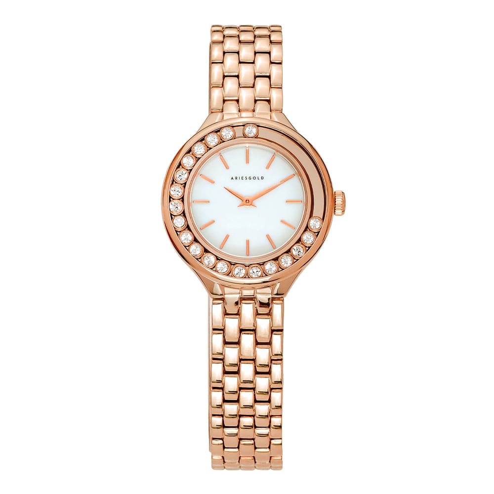 Aries Gold Serenity White Dial Rose Gold Stainless Steel Women's Watch L 5041 RG MP - Elegant Dress Watch for Business, Party & Special Occasions