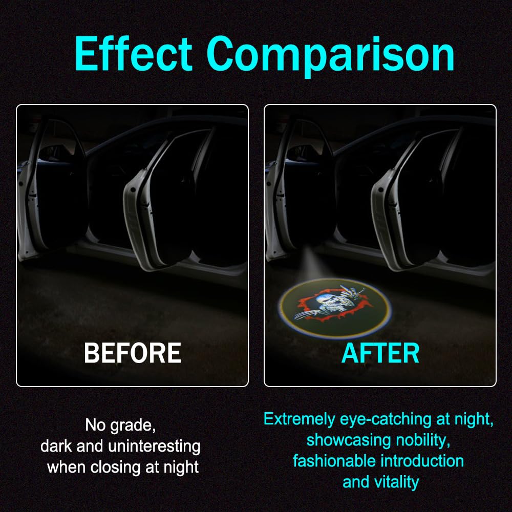 Car Door Projector Lights - Wireless LED Logo Ghost Shadow Welcome Light for Cars | Universal Fit, Easy Installation | Perfect for Nighttime Safety & Custom Style (256Zombie)