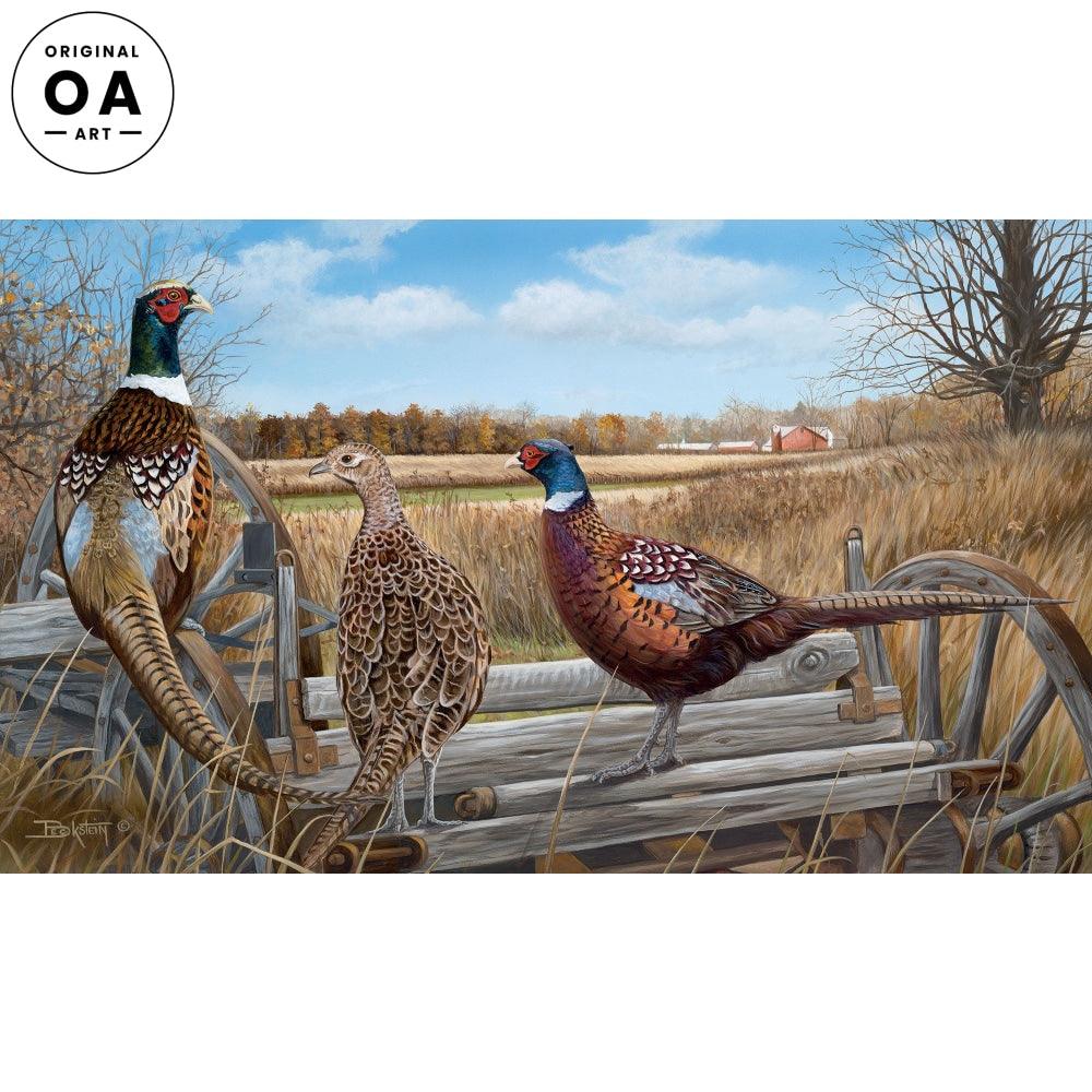 18 x 30 Original Acrylic Pheasant Painting - Bird's Eye View Wildlife Art - Perfect for Home Decor, Office Wall Art & Nature Lovers Gift