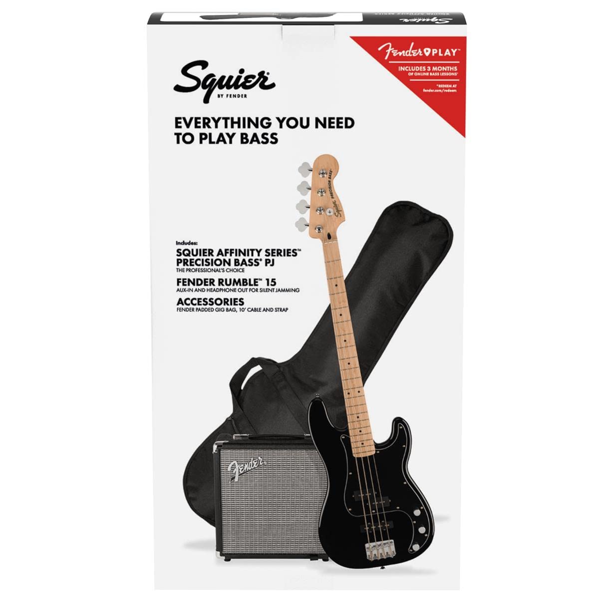 Fender 4-String Bass Guitar Package - Right-Handed, Black (Model 0372981006) | Perfect for Beginners, Live Performances & Studio Recording