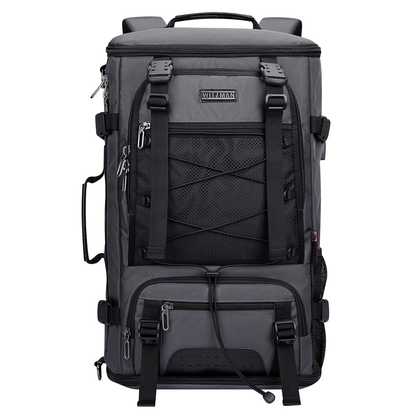 WITZMAN Large Travel Backpack for Men - Convertible Carry-On Laptop Backpack with Shoe Compartment Fits 17 Inch Laptop (B689 Silvery Grey) - Perfect for Business Trips, Gym & Weekend Getaways