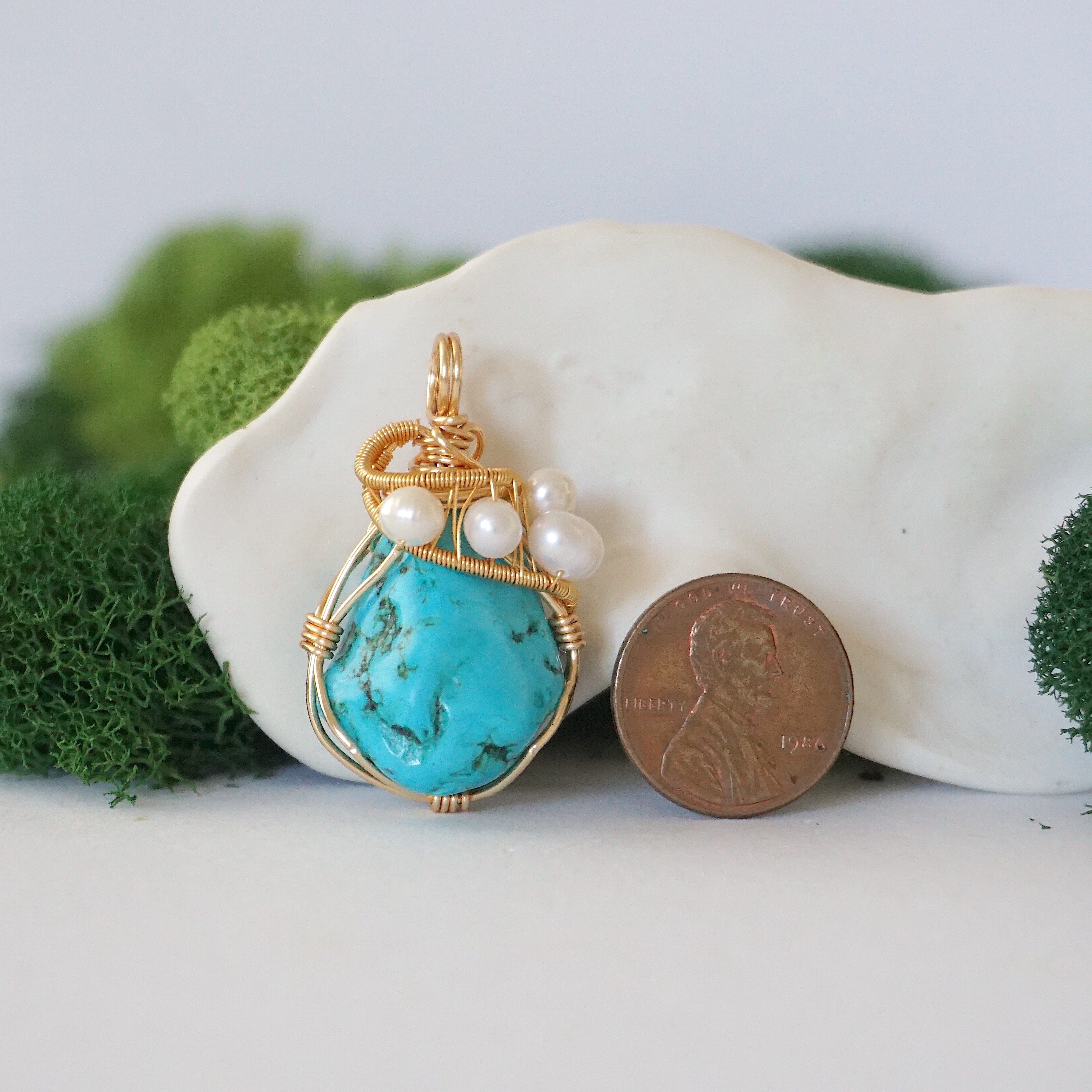 Elegant Turquoise and Pearl Necklace - 18K Gold Plated Statement Jewelry for Women | Perfect for Weddings, Parties & Special Occasions