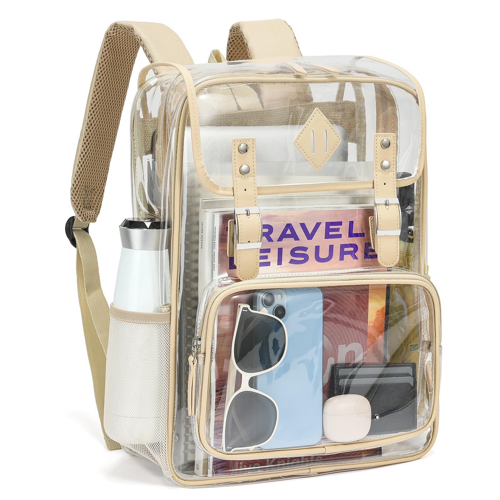Clear PVC Backpack for Women - Large Capacity, Durable for College & Travel