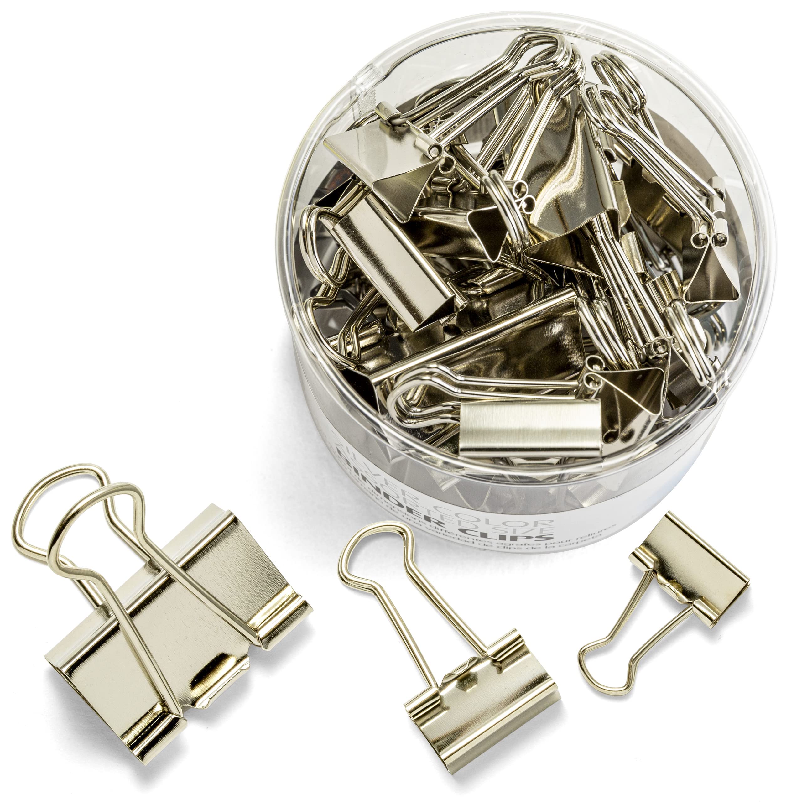 Officemate Silver Binder Clips - 30-Piece Assorted Sizes (Small, Medium, Large) for Paper, Documents, Files - Perfect for Office, School, Home Organization & DIY Projects (31021)