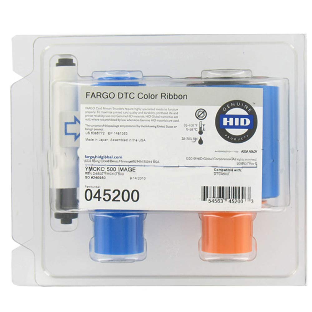 Genuine Fargo 45200 YMCKO Color Ribbon for DTC4500e Printer - High-Quality Replacement for ID Card Printing, Office & Security Badge Use
