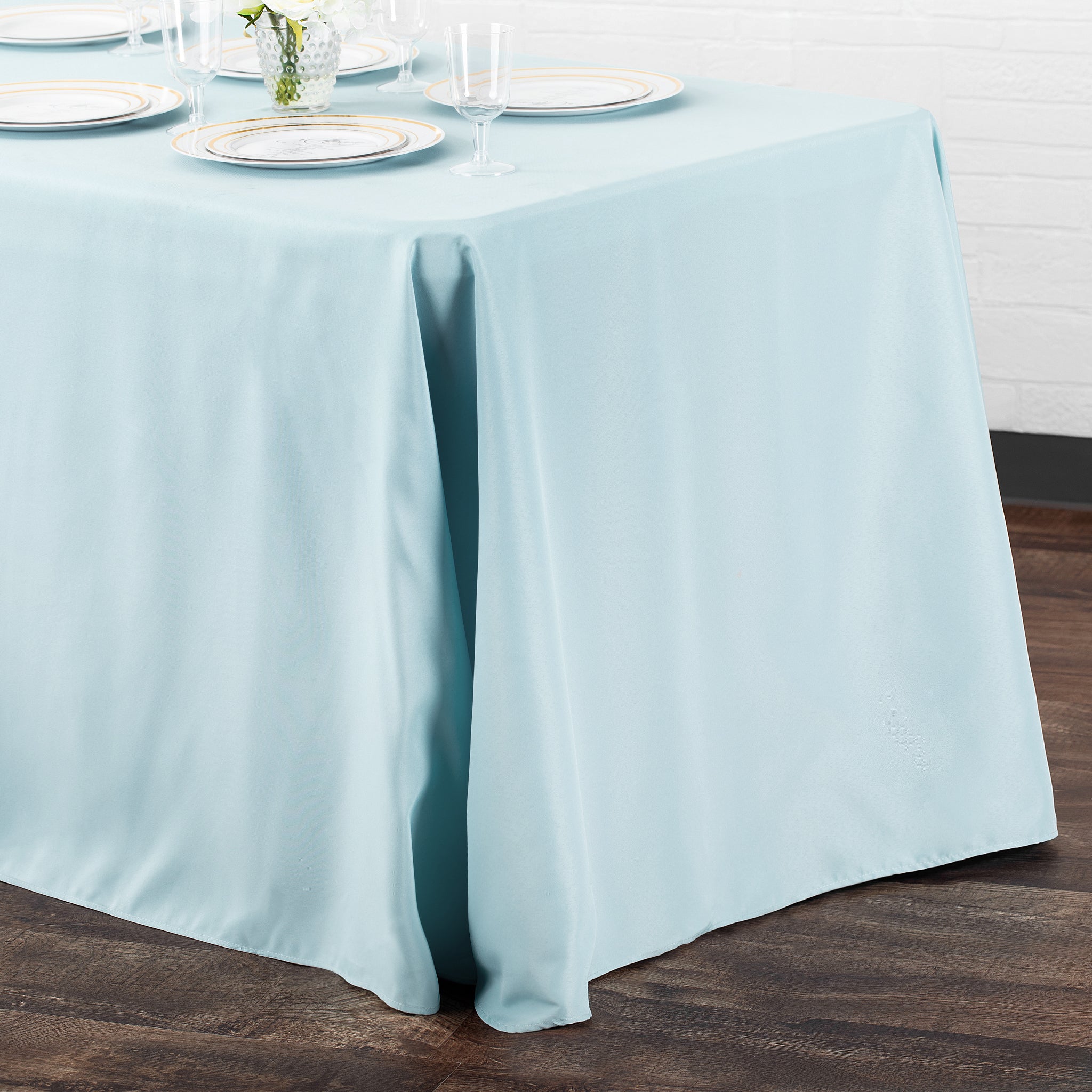 Premium 90x156 Inch Rectangular Polyester Tablecloth - Wrinkle & Stain Resistant, Baby Blue - Perfect for Weddings, Parties & Dining Room Decor
