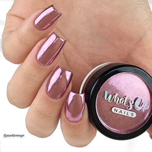 Whats Up Nails - Rose Chrome Mirror Nail Powder for Stunning Metallic Nails | Perfect for Gel Polish Manicures, Nail Art Designs & Special Occasions