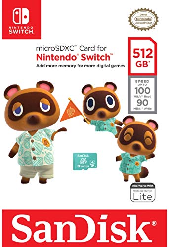 SanDisk 512GB MicroSDXC Card for Nintendo Switch & Switch Lite - High-Speed Memory Card with Adapter (SDSQXAO-512G-GNCZN) - Perfect for Gaming, 4K Video & Mobile Storage Expansion