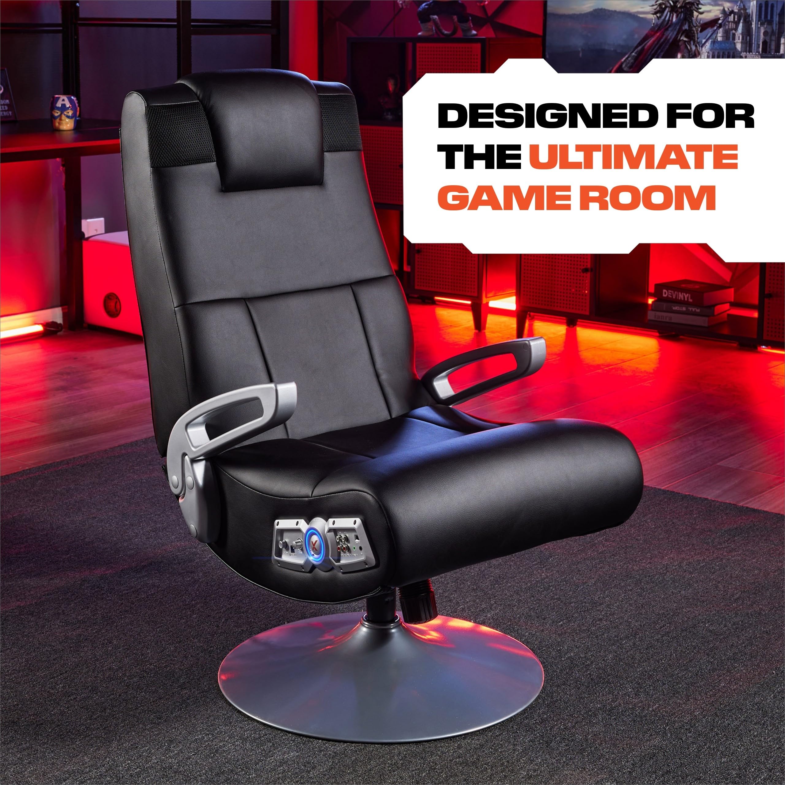 X Rocker SE Pro Wireless Video Gaming Chair with 2 Speakers & Subwoofer - Foldable Pedestal Lounger with Padded Armrests, Black (30.7