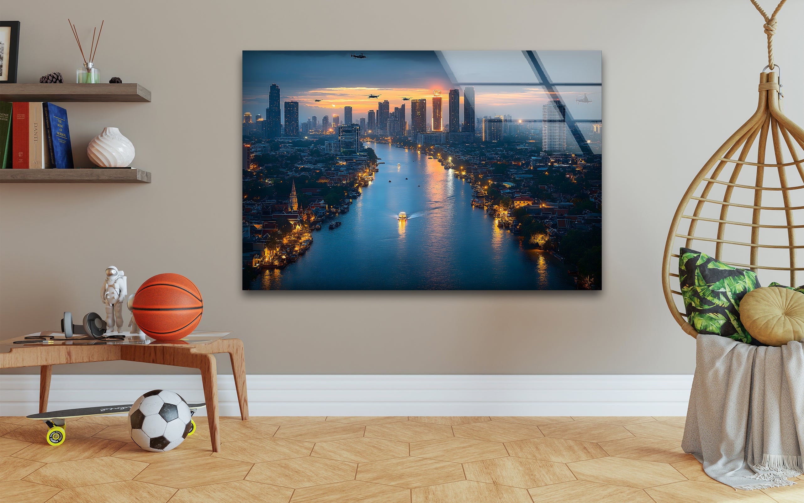 Bangkok Skyline Glass Wall Art - Stunning Cityscape Decor for Living Room, Office & Bedroom - Perfect Modern Home & Gift Idea