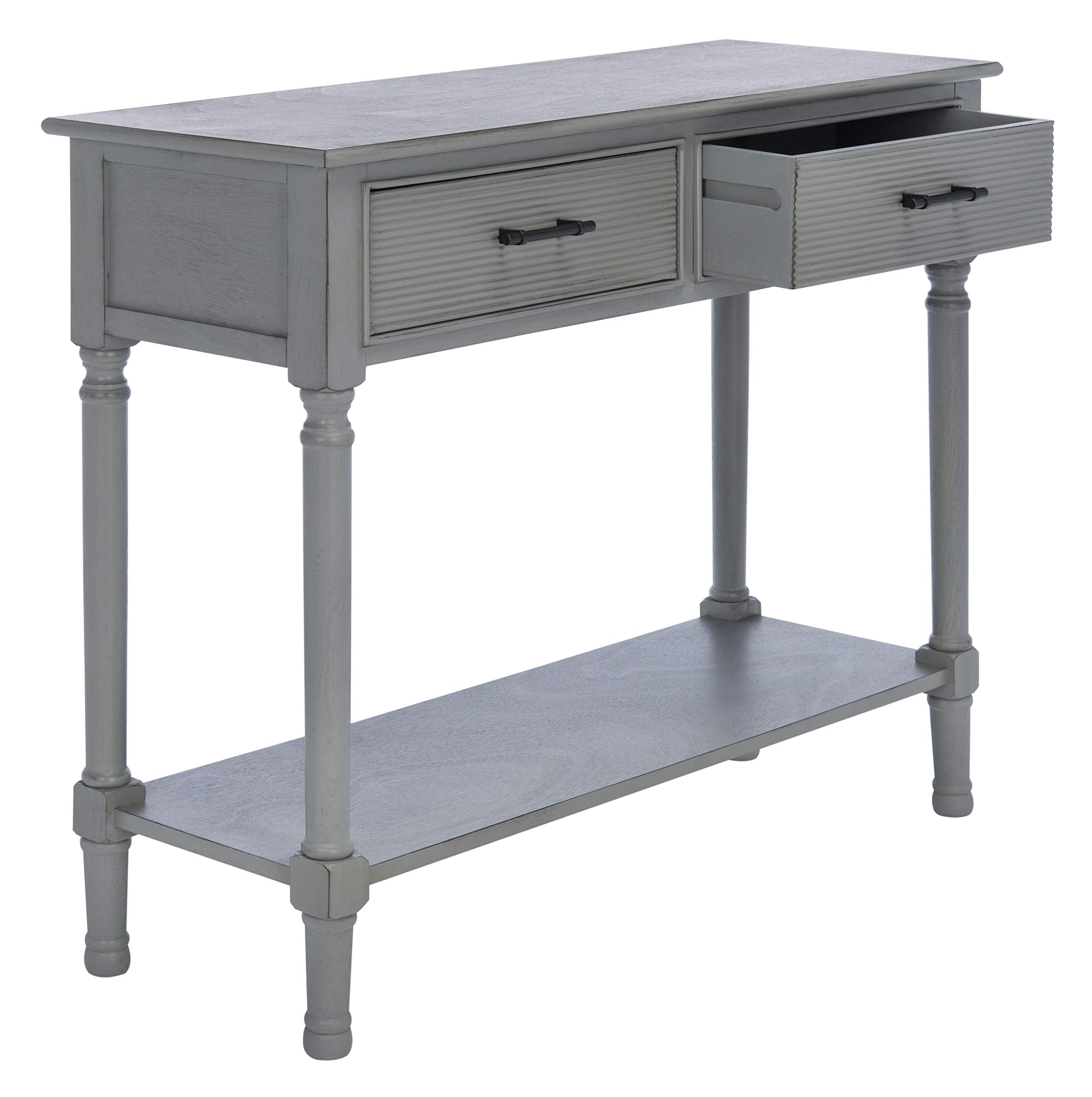 Distressed Grey 2-Drawer Console Table with Bottom Shelf - Safavieh Home Collection Ryder | Perfect for Entryway, Living Room & Hallway Decor