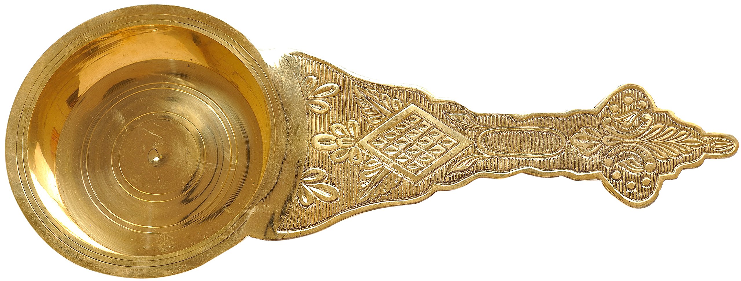 Handheld Brass Aarti Lamp for Hindu Puja Rituals - Traditional Indian Prayer Ceremony & Home Decor