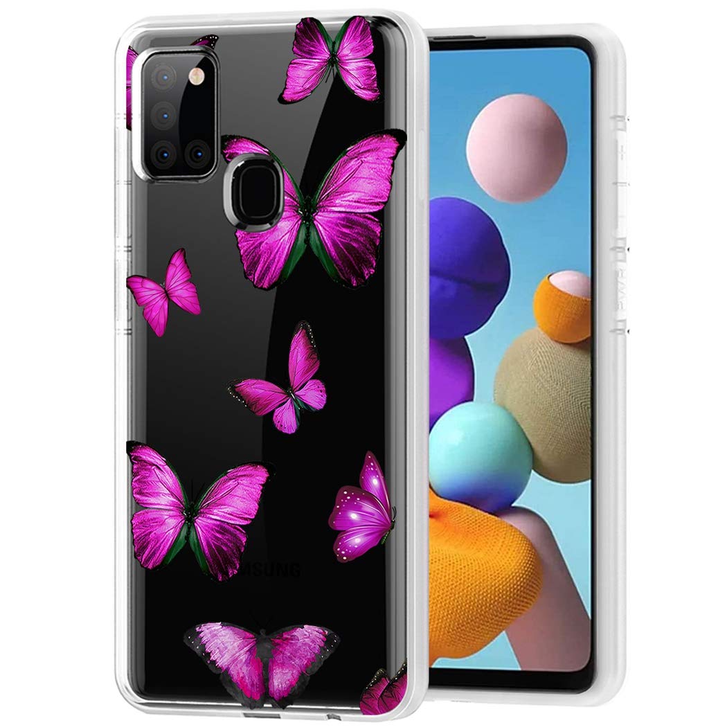 Samsung Galaxy A21S Phone Case - Cute Clear Slim Shockproof TPU Protective Cover with Butterfly Pattern for Women & Girls | Perfect for Everyday Use, Work, and Travel