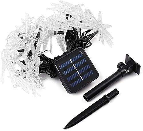 Solar Dragonfly String Lights - 20 LED 4.8M Waterproof Fairy Lights for Indoor/Outdoor Use - Perfect for Garden, Patio, Wedding Decor & Tree Lighting (Blue)