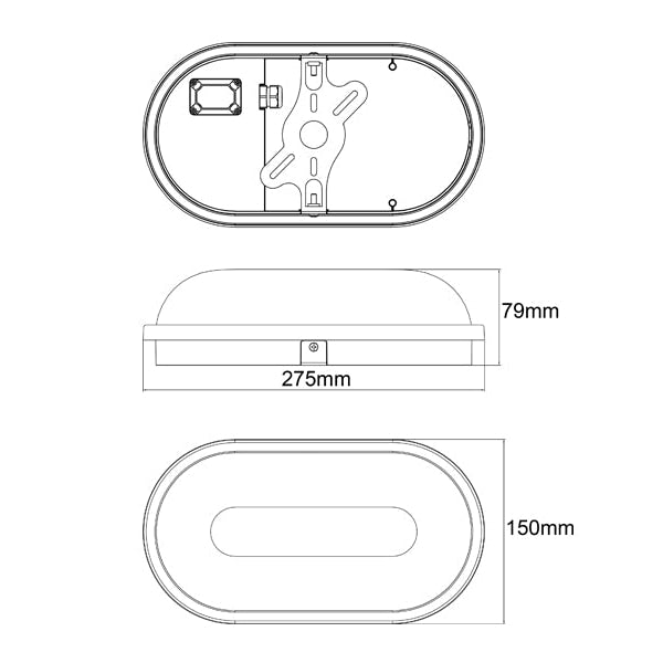 20W Oval Black Bulkhead Wall Light Lamp - 3000K Warm White, IP65 Waterproof, Optional Cage, 1600LM Brightness - Perfect for Outdoor, Garage, Warehouse & Industrial Lighting