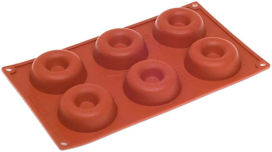 Orange Non-Stick 6-Cavity Savarin Mold - Perfect for Baking Cakes, Bread & Desserts - Durable & Easy to Clean for Home Bakers & Professional Chefs