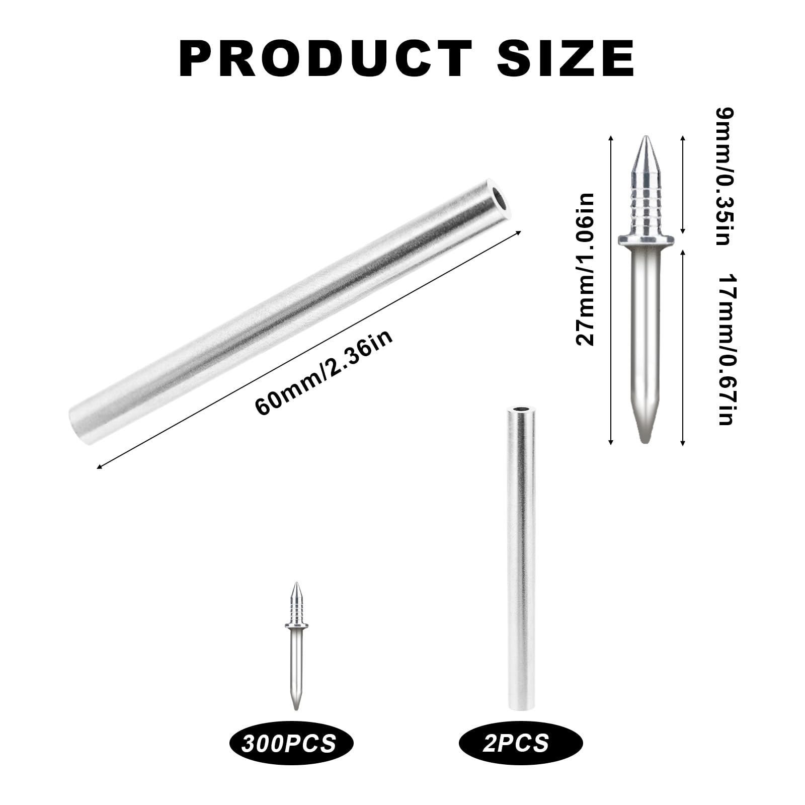 300pcs Seamless Invisible Nails with Sleeve Tool - Double Headed Screws for Baseboard & Skirting Board Installation - No Marks Hidden Fasteners for Solid Wood Furniture & Wall Paneling - Perfect for DIY Home Improvement Projects
