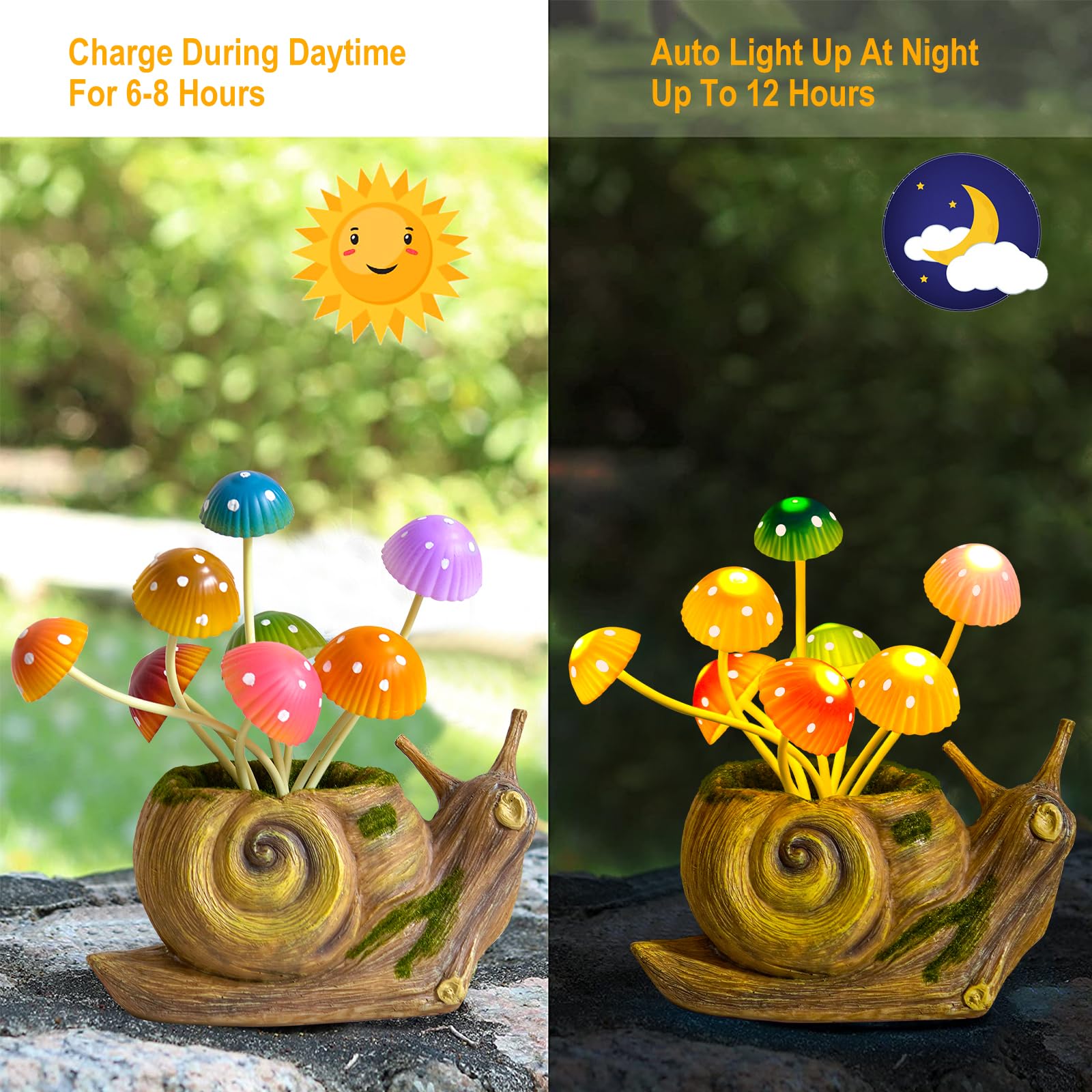 Solar Powered Outdoor Fairy Garden Lights - Snail Statue Decor for Lawn, Patio, Balcony | Waterproof LED Garden Accessories for Women, Mom, Grandma | Perfect for Easter, Housewarming Gifts & Nighttime Landscape Lighting