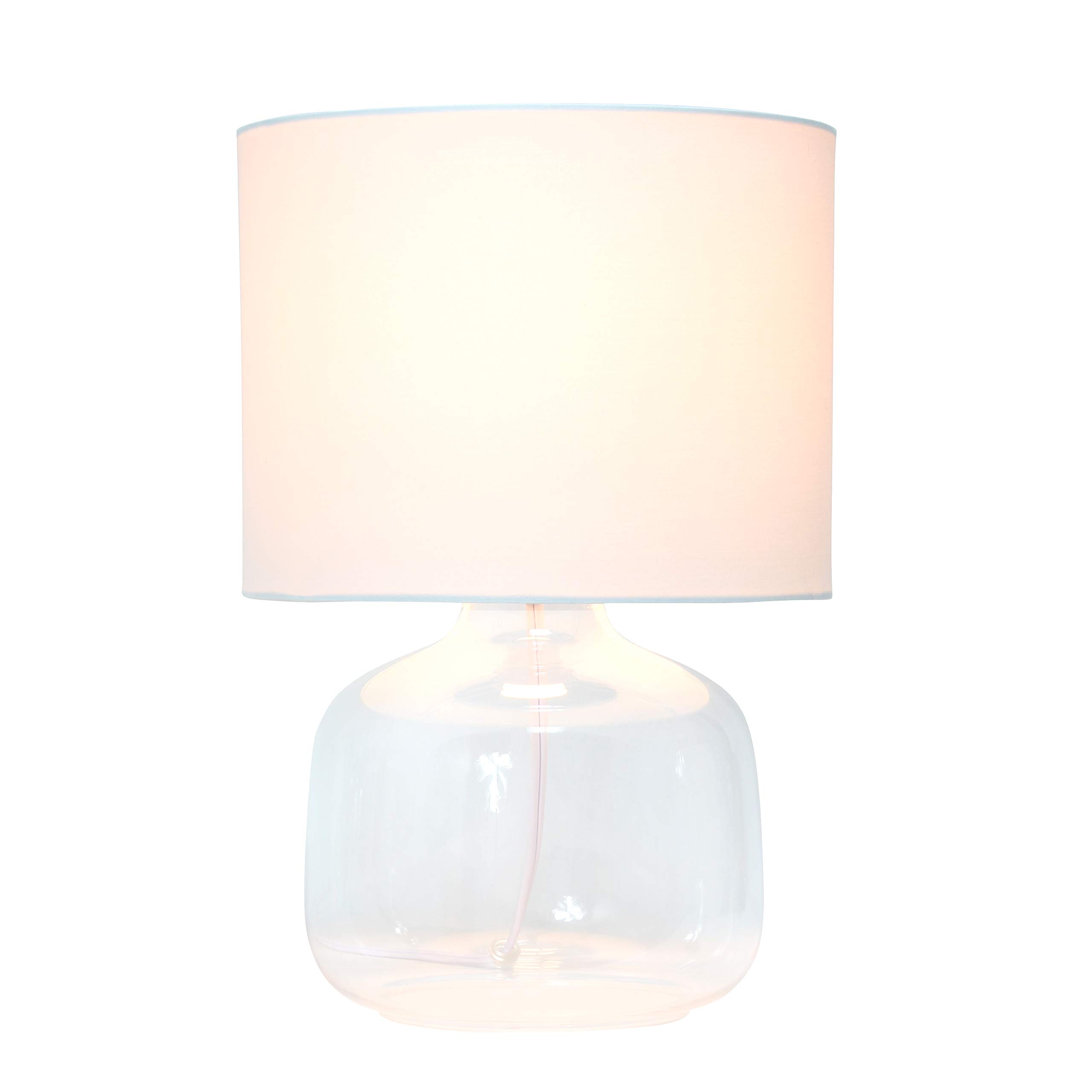 Simple Designs LT2064-CLW Clear Glass Table Lamp with White Fabric Shade - Set of 4 Modern Lamps for Living Room, Bedroom, Office & Home Decor