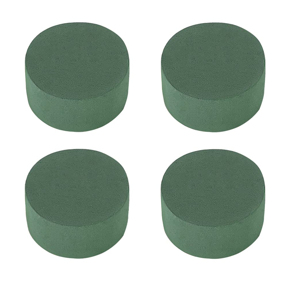 NUOBESTY 4pcs Wet Floral Foam Bricks - Round Green Florist Styrofoam Blocks for Flower Arrangements, Wedding & Holiday Decor (12cm) - Perfect for Spring Bouquets, Centerpieces & DIY Crafts
