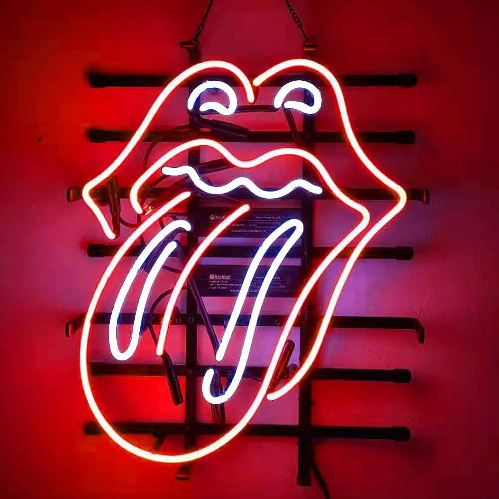 WoowLife Rolling Stones Neon Sign Light - Real Glass Beer Bar Decor, Multicolor 17x14 - Perfect for Pubs, Party Shops, Recreation Rooms, Home Bars & Garage Walls - Handcrafted Artwork Gift for Music Lovers