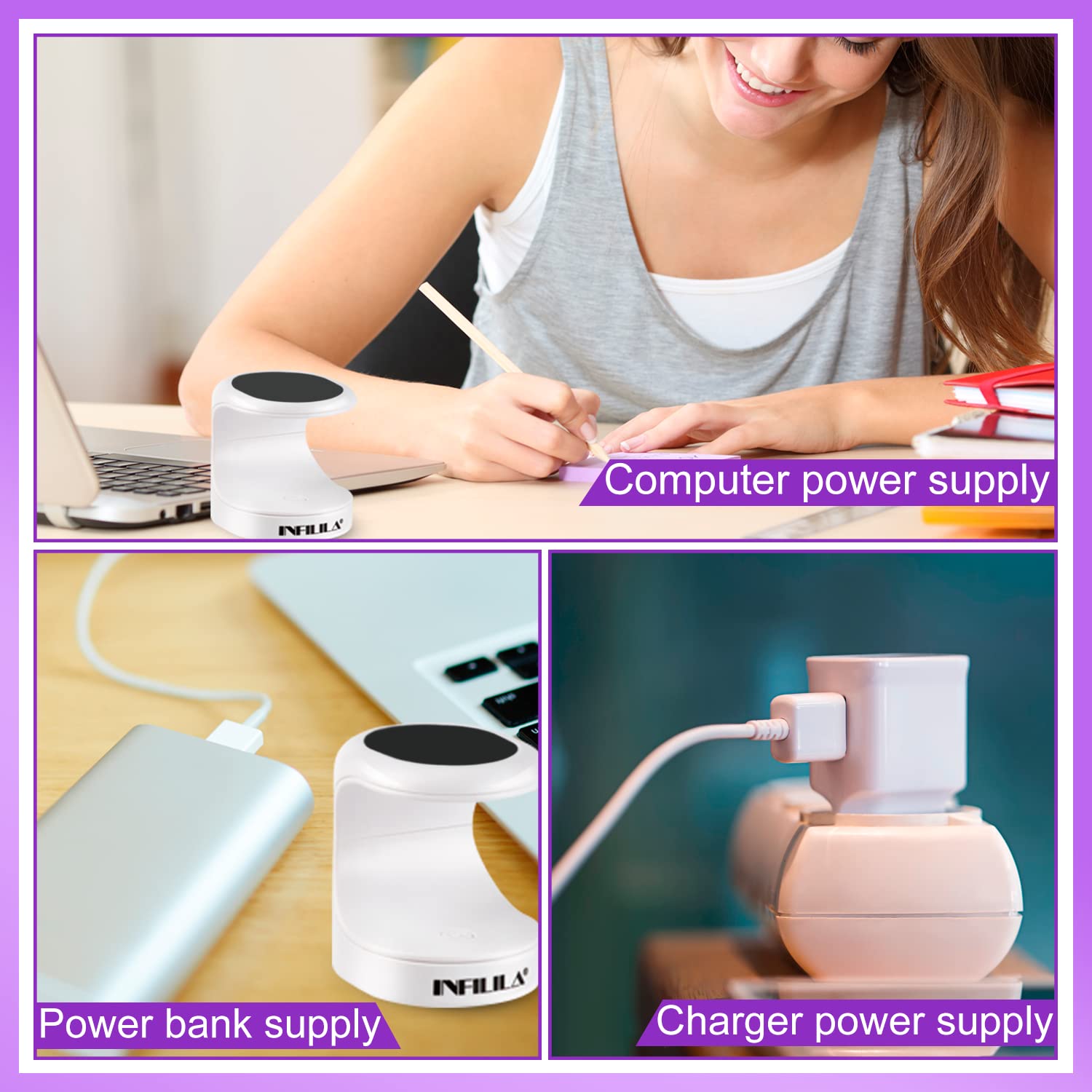 INFILILA Mini UV LED Nail Lamp - 16W Portable USB Nail Dryer for Gel Polish Curing, 180° Opening Design for Single Finger Manicures | Perfect for Home Nail Care & Professional Salon Use (Black)
