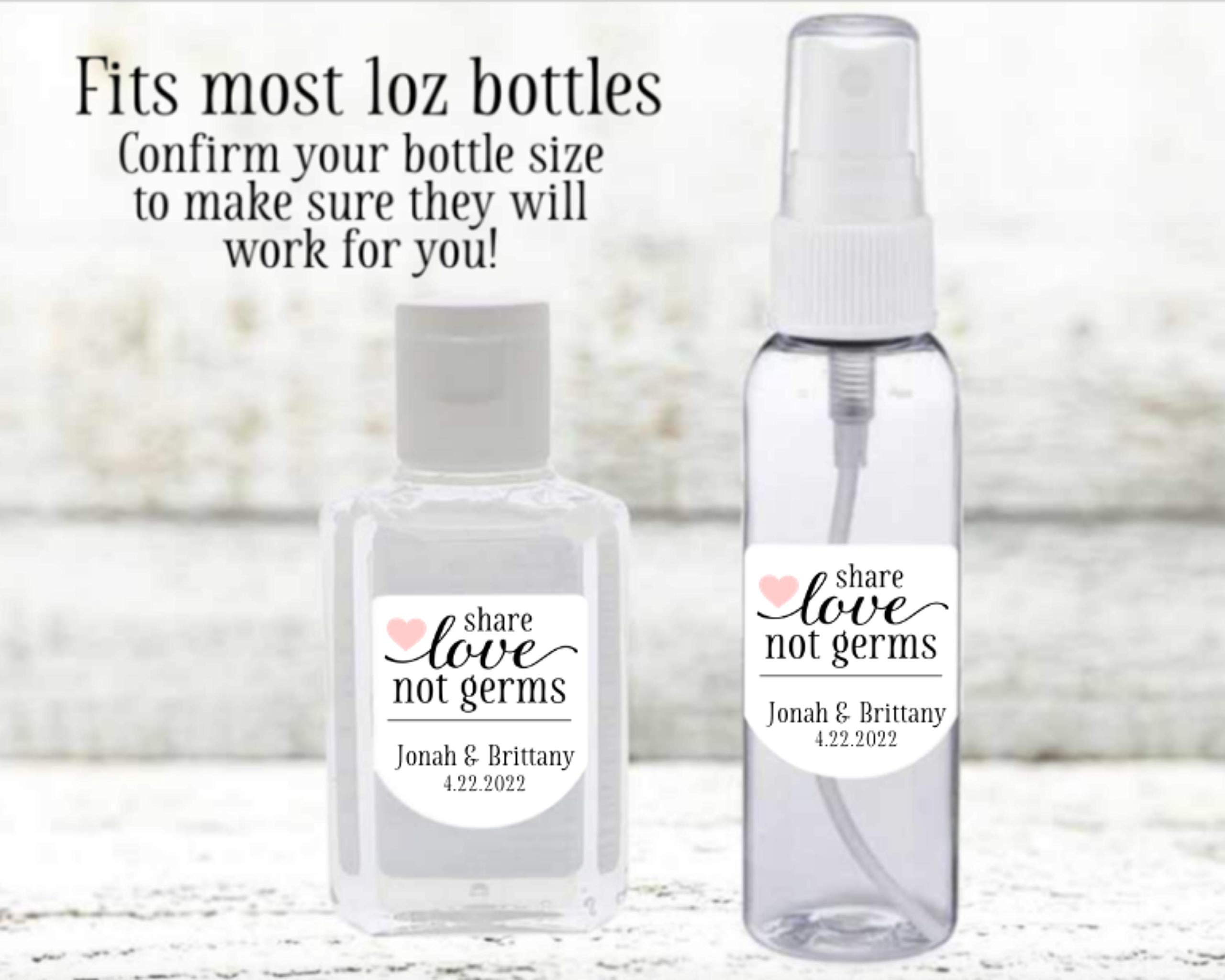 Personalized Sanitizer Stickers - 30 Wedding Favor Labels for PocketBac - Share Love Not Germs - Perfect for Bridal Showers & Guest Gifts