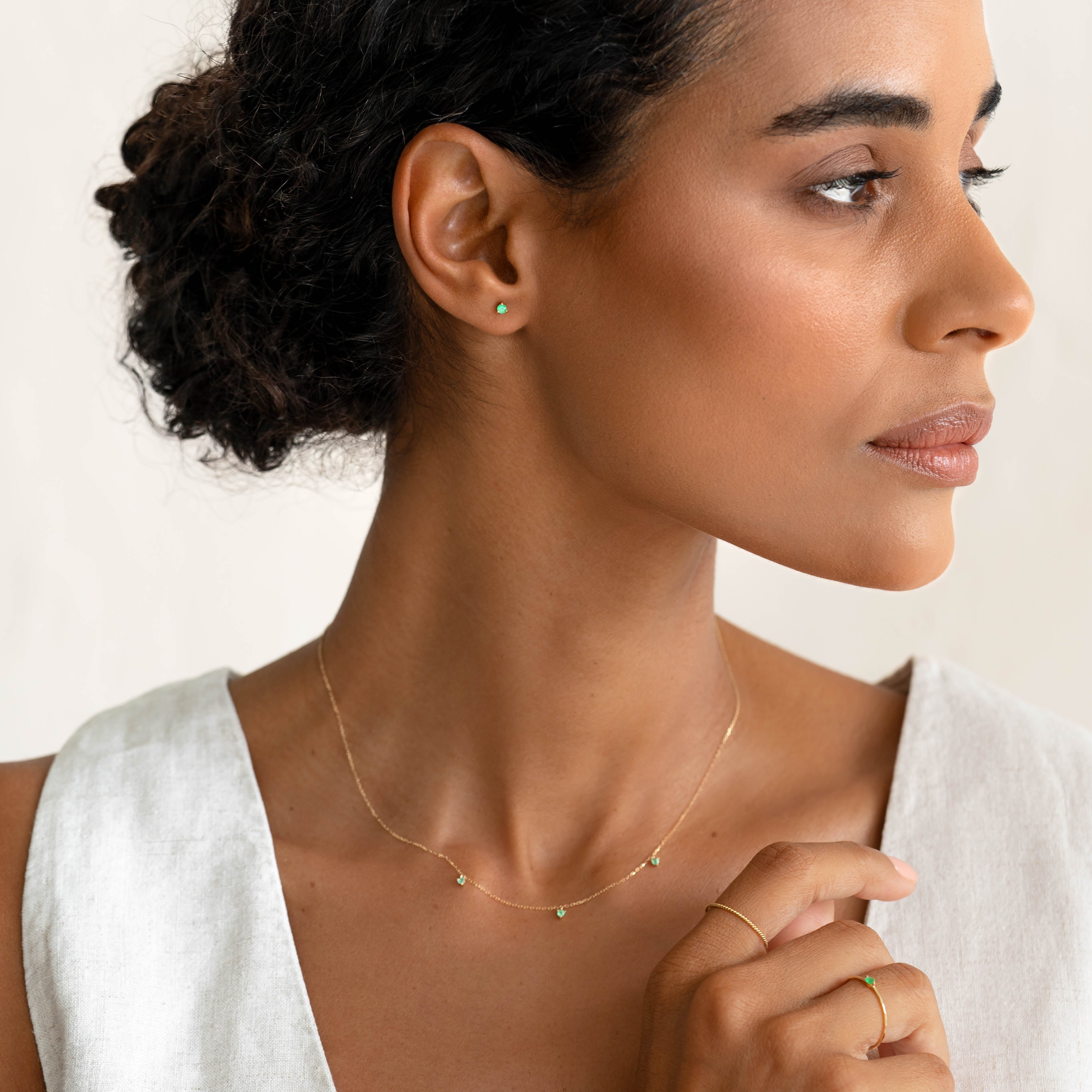 14K Gold Emerald Necklace - Elegant Green Gemstone Jewelry for Women, Perfect for Weddings, Parties & Special Occasions