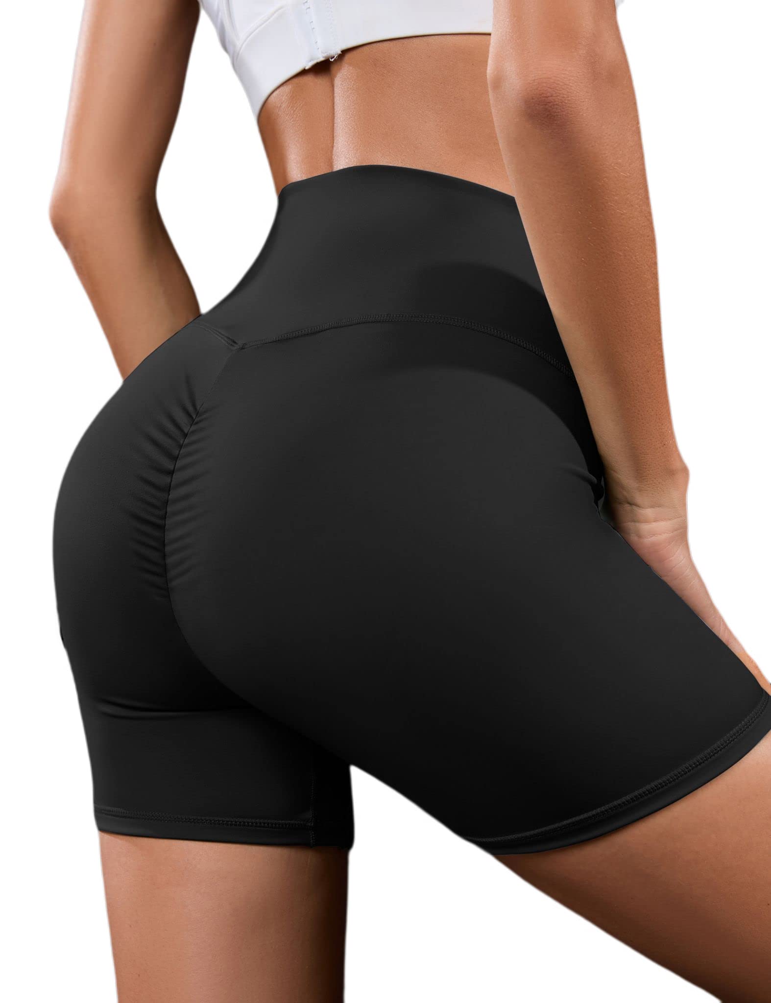 KOJOOIN Women's High Waisted Biker Shorts - Butt Lifting Workout Shorts with Ruched Design for Running, Yoga & Sports | Perfect for Gym, Fitness & Casual Wear