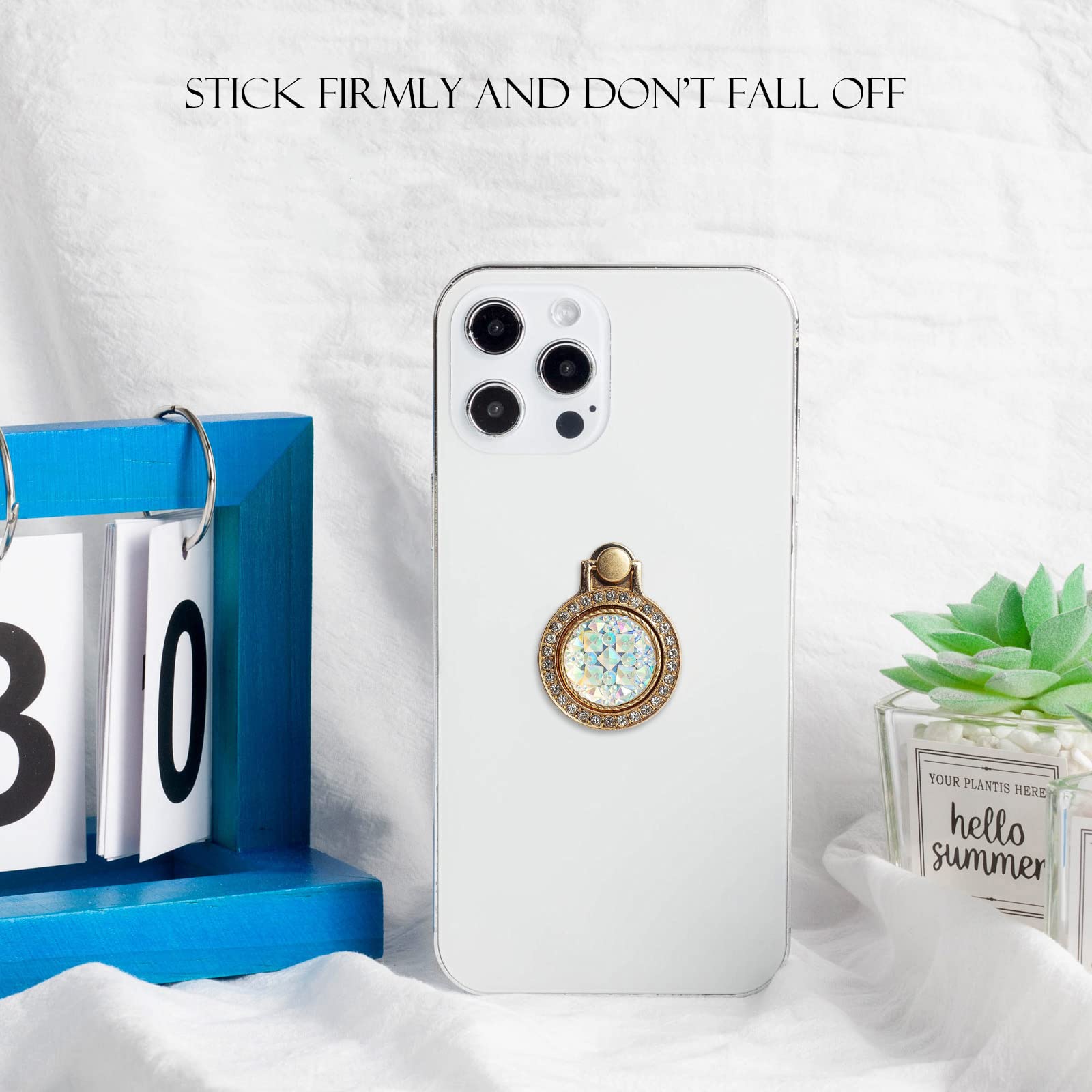 2-Pack Sparkling Rhinestone Phone Ring Holder - Bling Bling Grip Stand with Glitter Gemstones for Cell Phones & Tablets | Perfect for Secure One-Handed Use While Texting, Taking Photos, or Watching Videos
