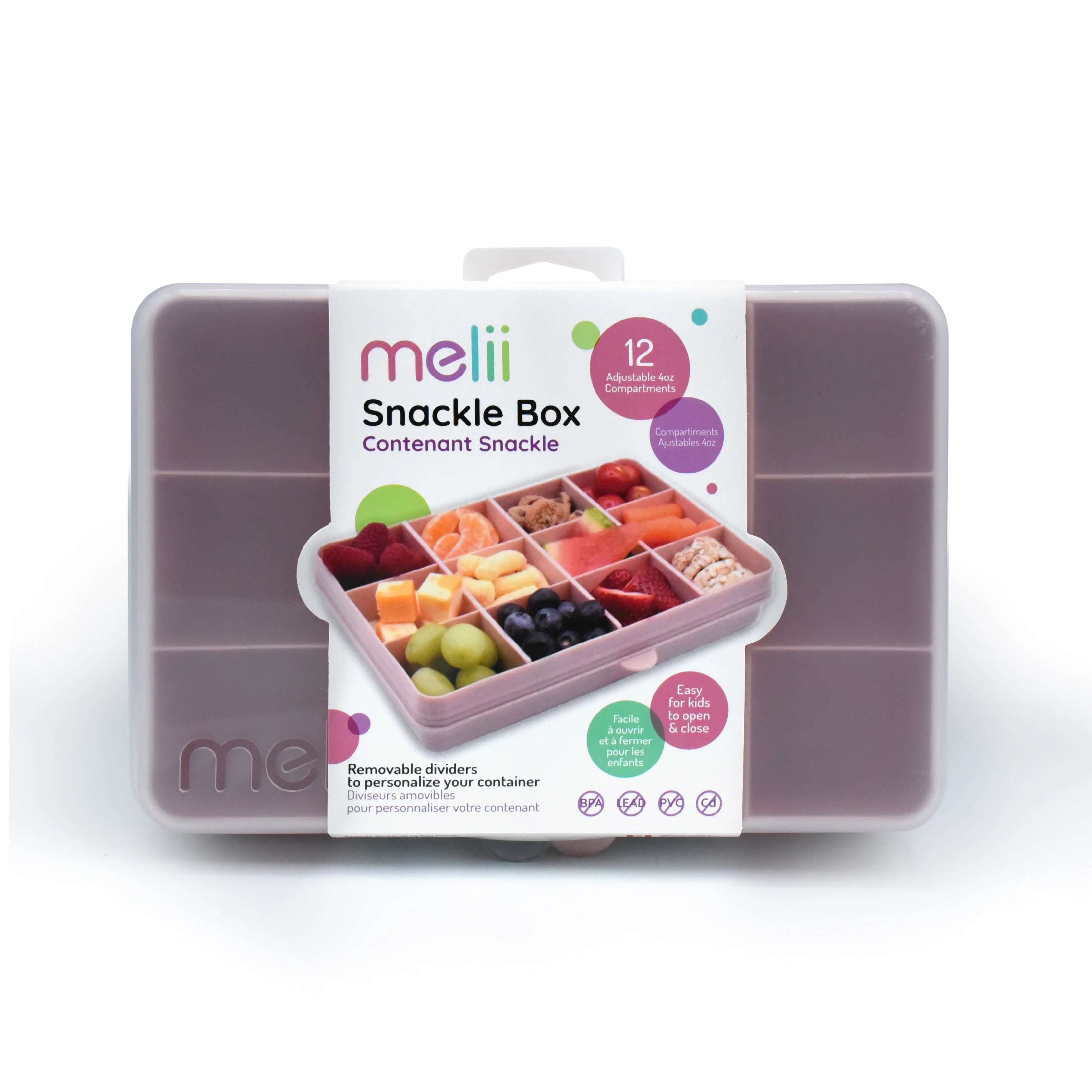 Melii Luxe Snackle Box - Premium Pink Snack Container for Parties, Picnics & On-the-Go | BPA-Free Food Storage with Dividers | Perfect for Charcuterie, Fruits & Treats